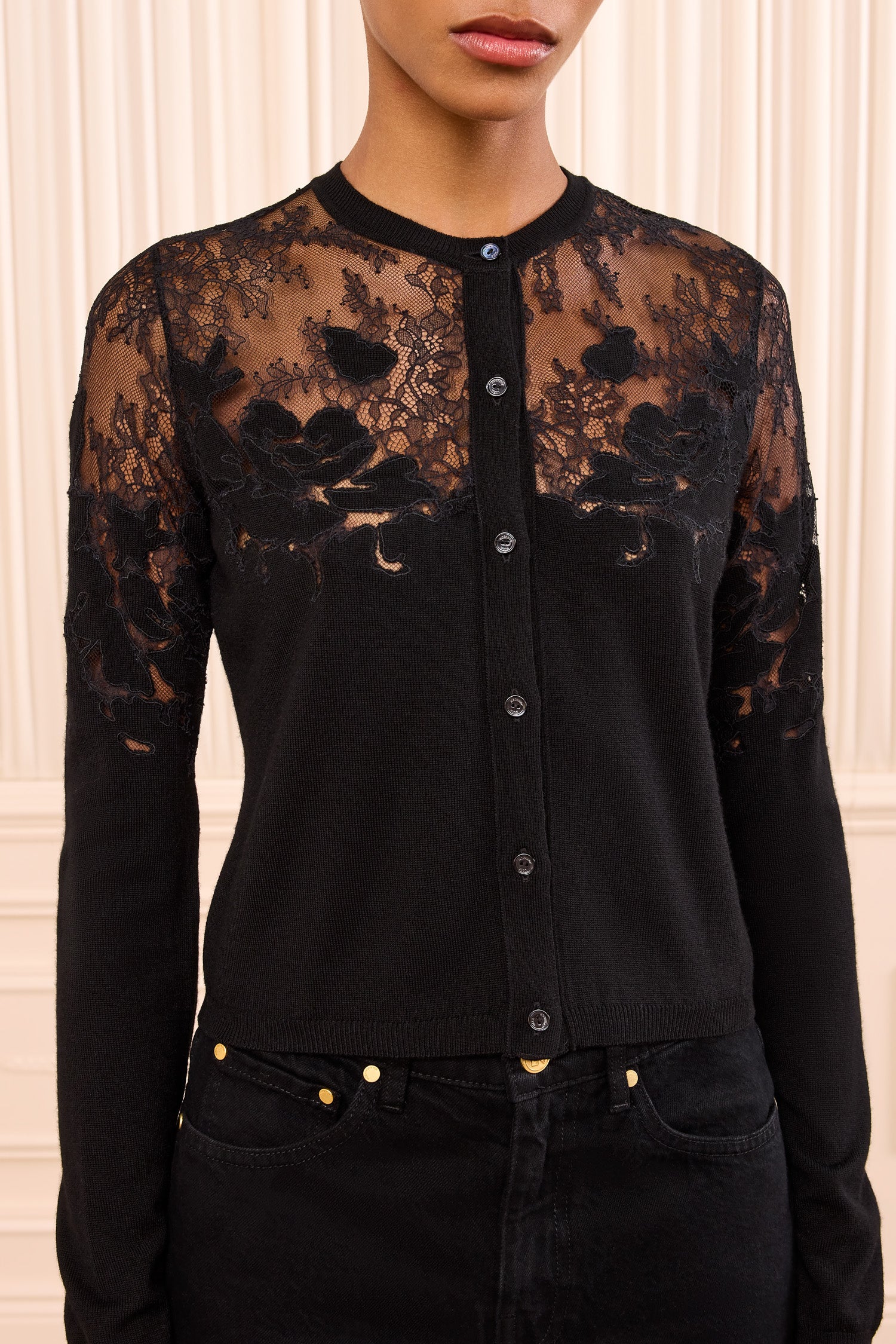 Talia Lace Cardigan - Noir