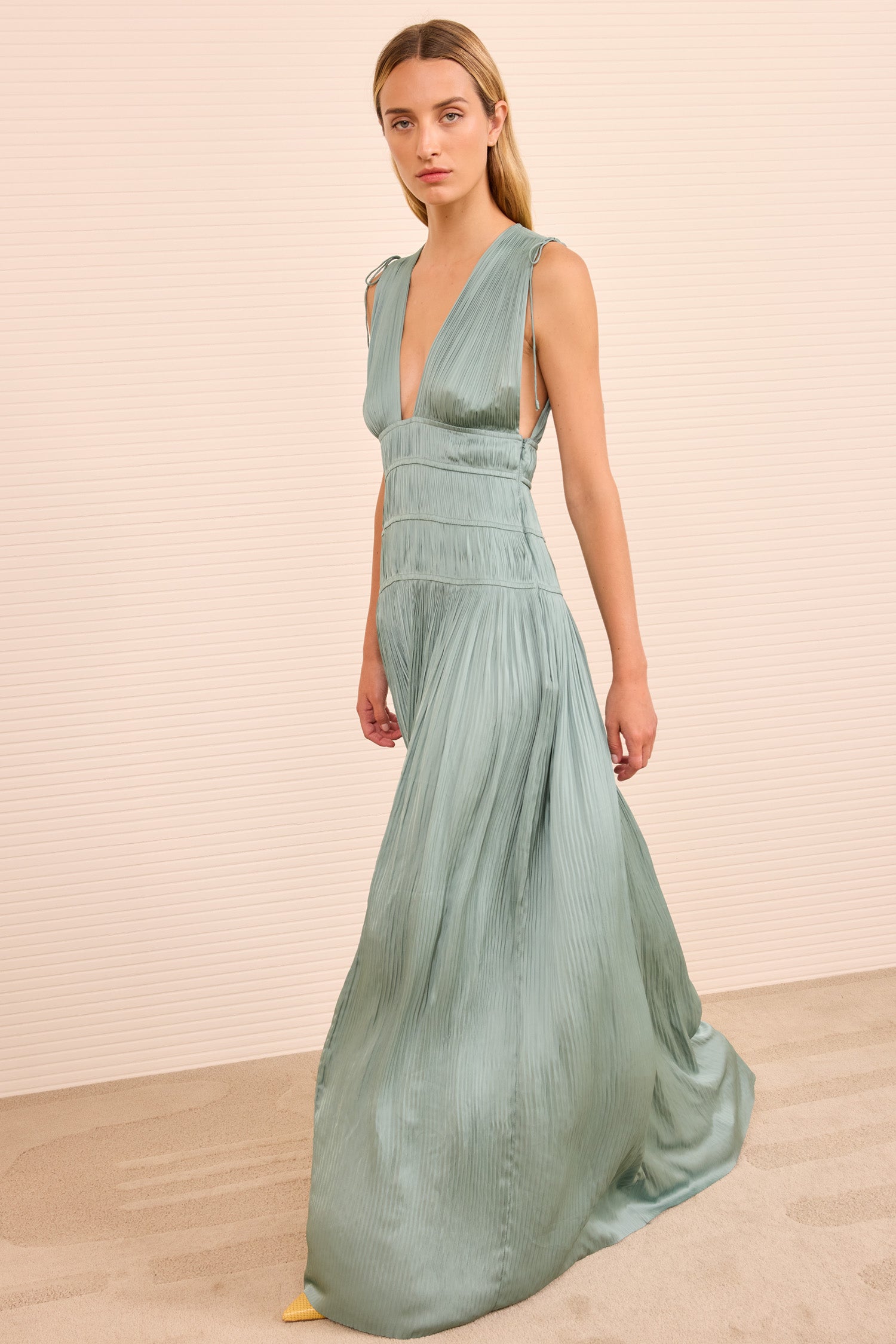 Ulla Johnson Tasneem Deep V Gown - Sea Glass