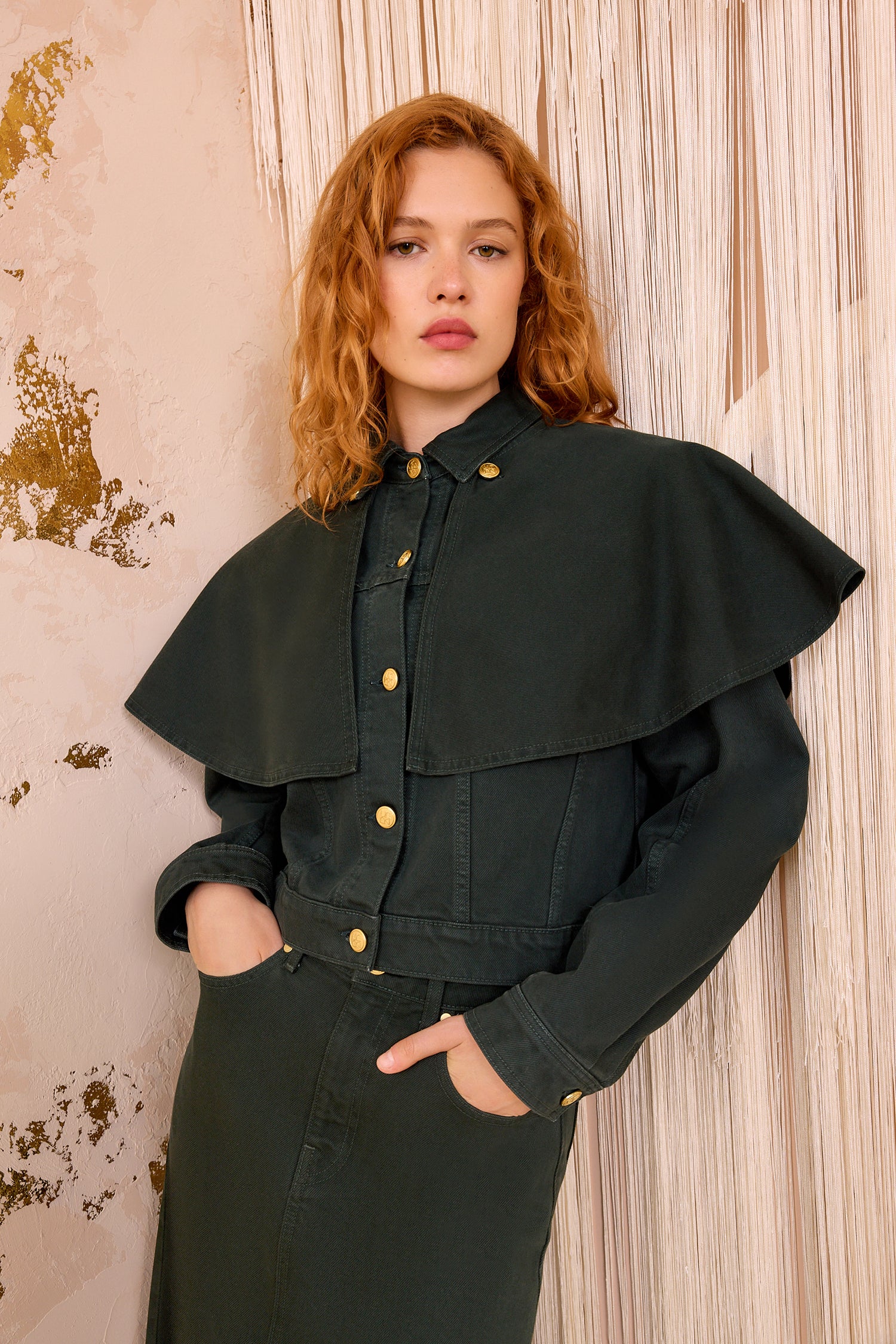 The Agata Denim Cape Jacket - Hunter