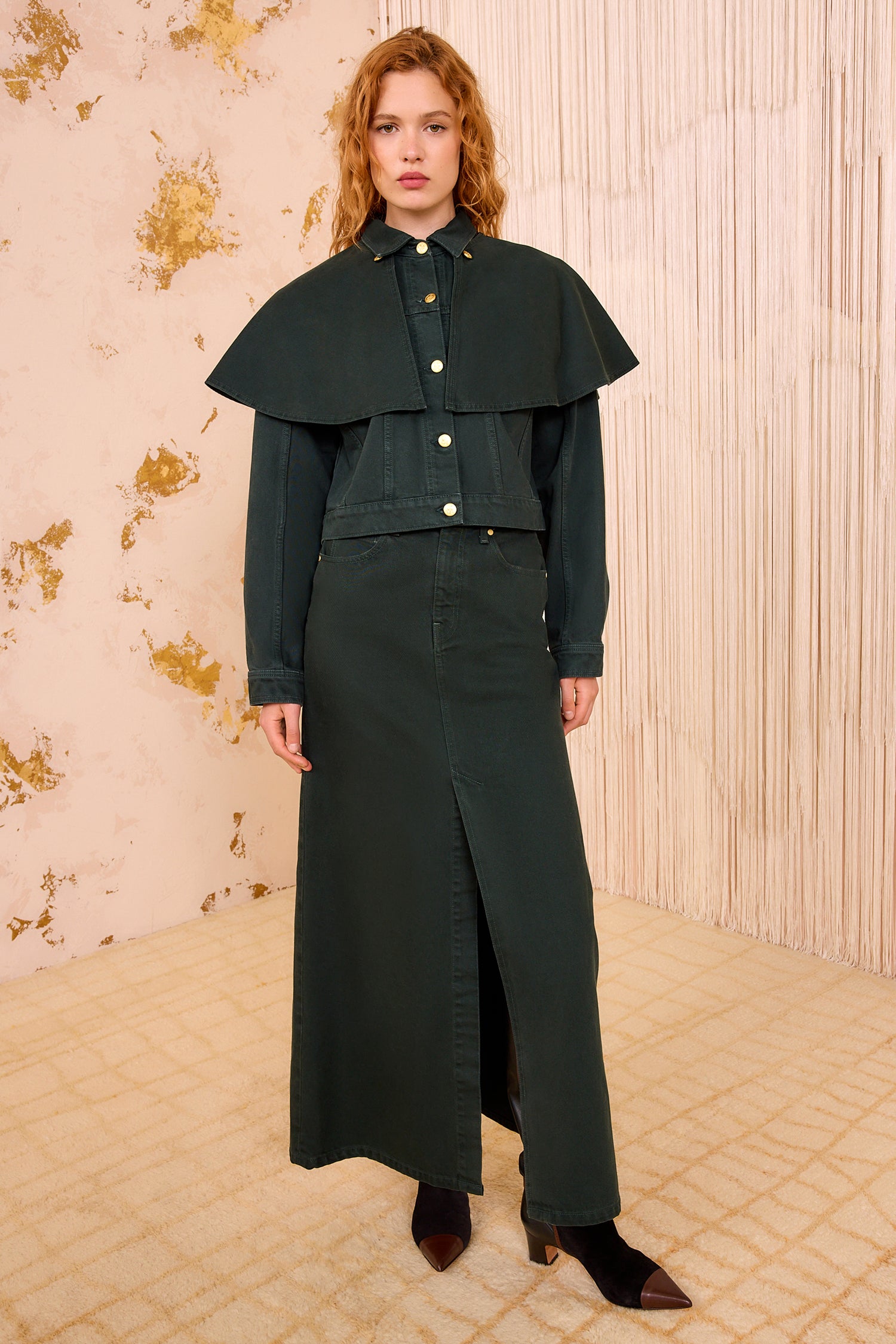 The Agata Denim Cape Jacket - Hunter