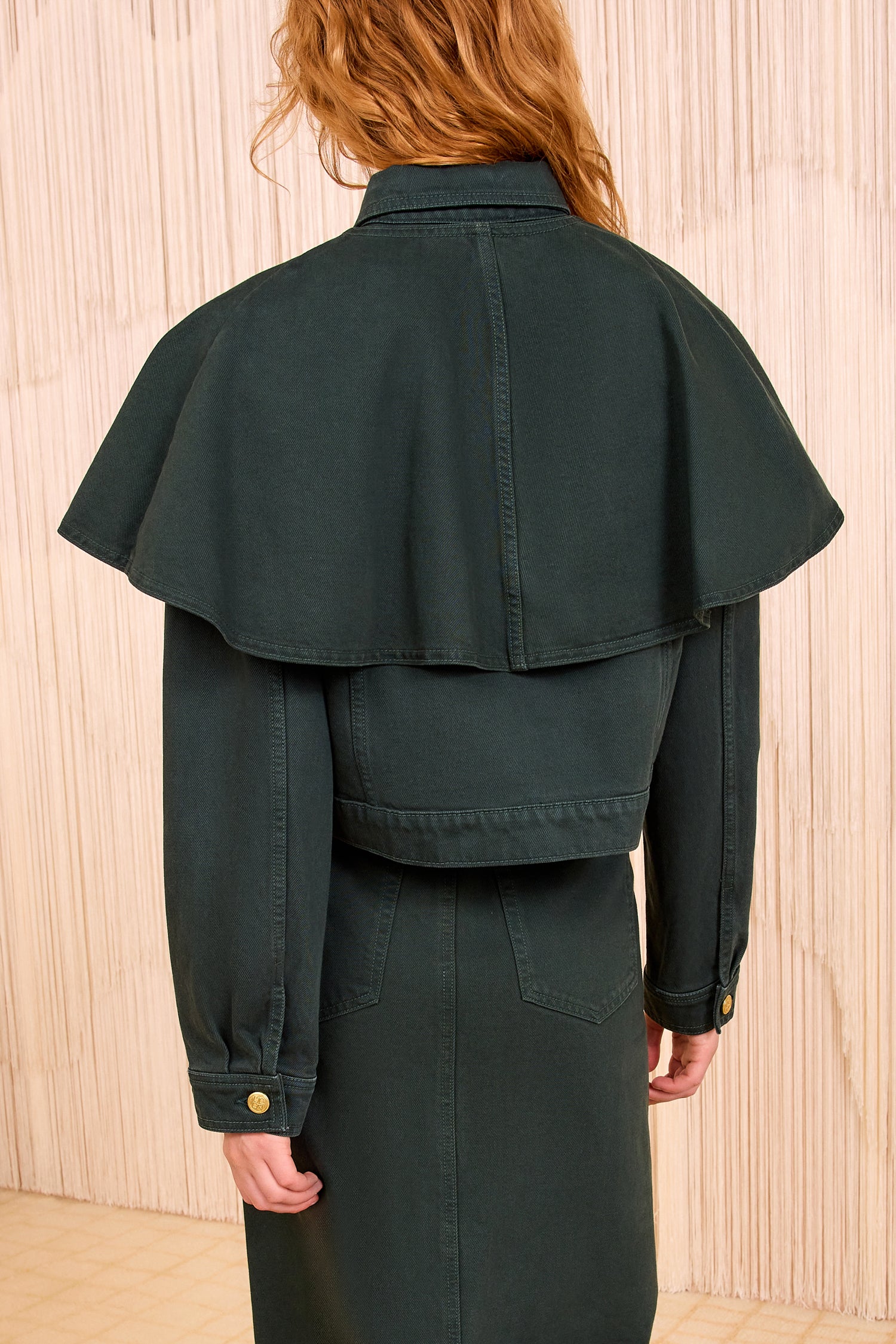 The Agata Denim Cape Jacket - Hunter