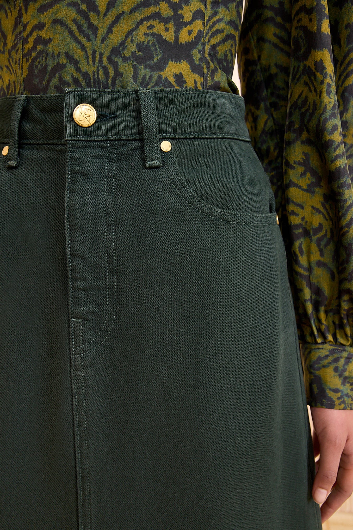 The Anais Denim Mid Rise Maxi Skirt - Hunter