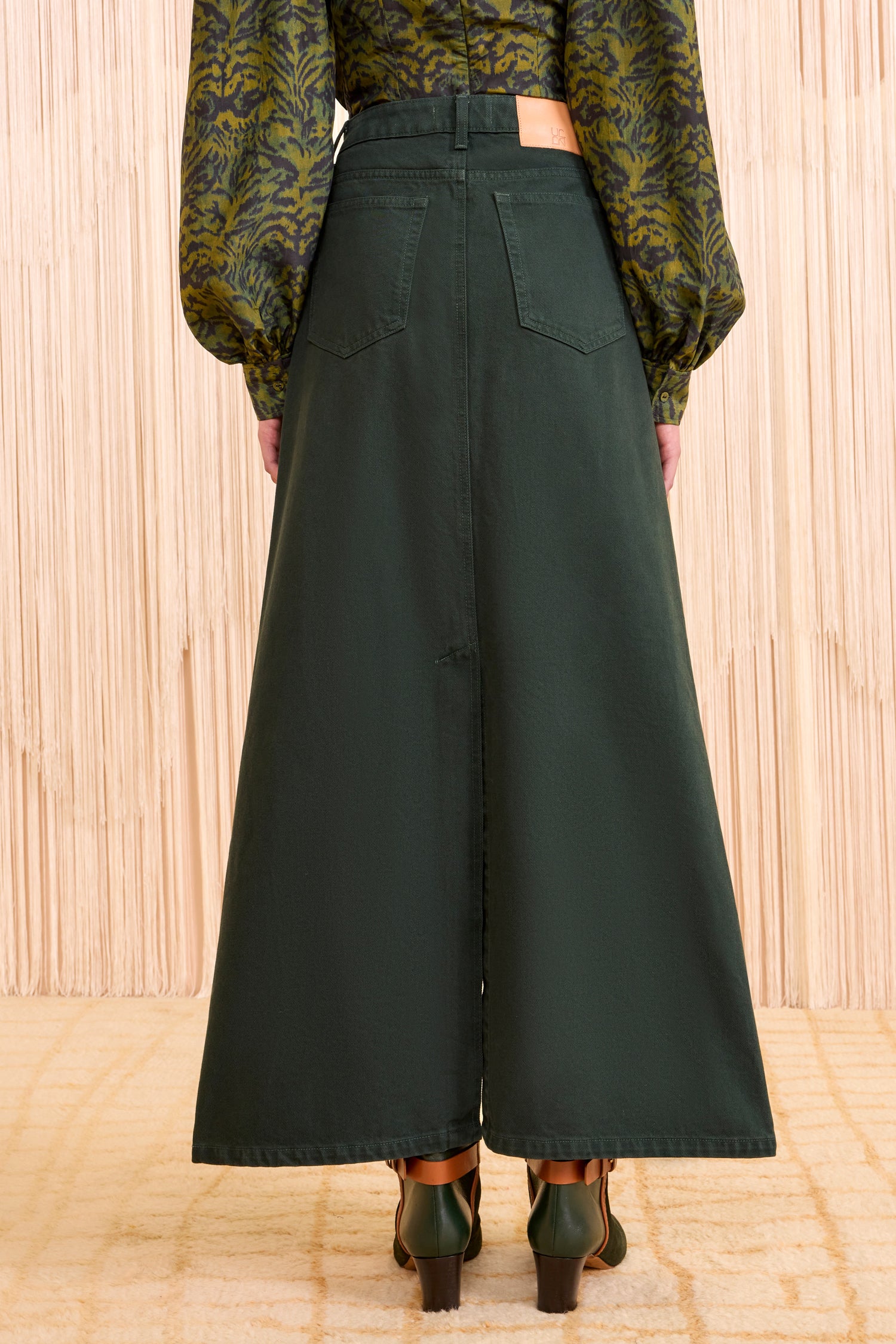 The Anais Denim Mid Rise Maxi Skirt - Hunter