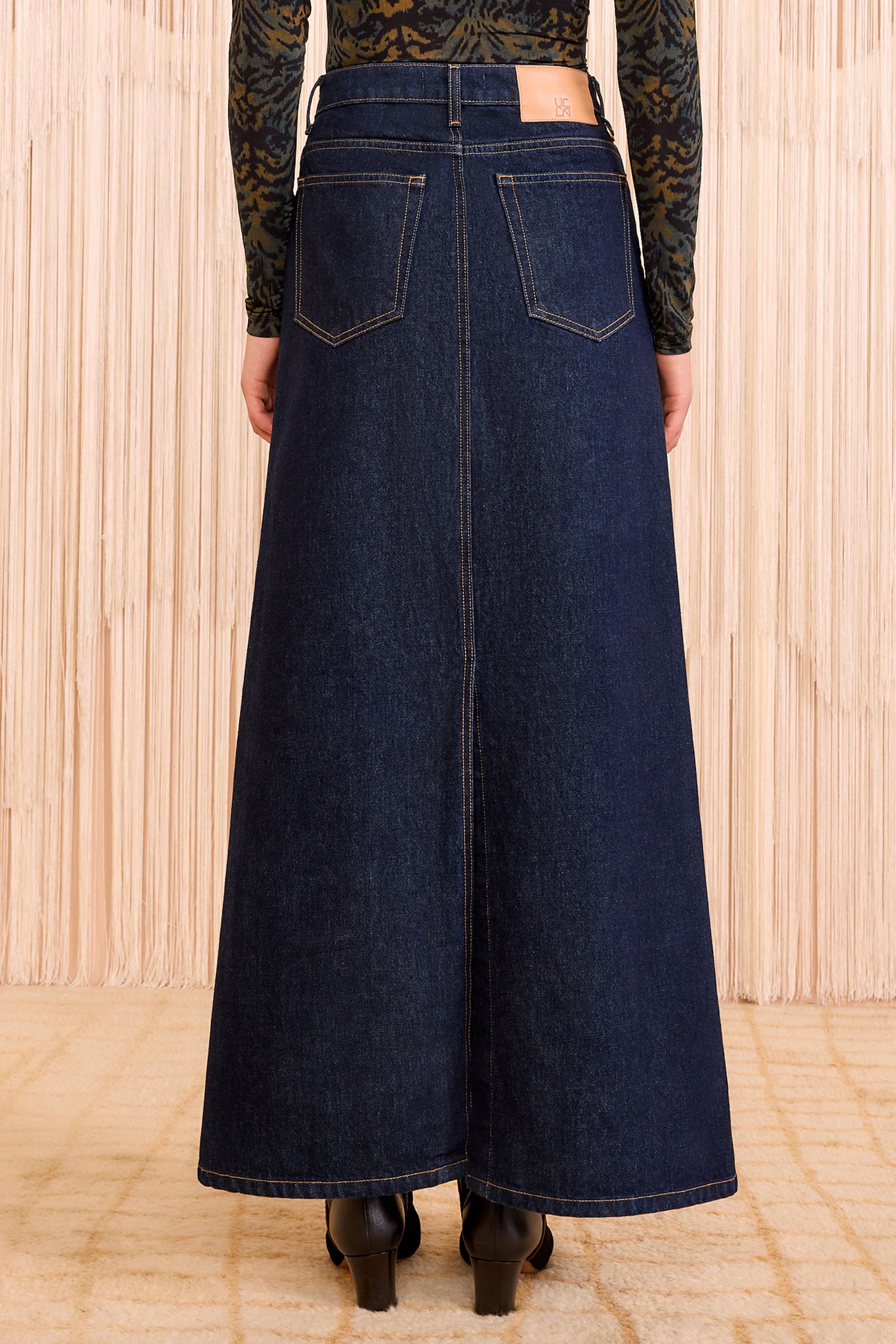 The Anais Denim Mid Rise Maxi Skirt - Tigris