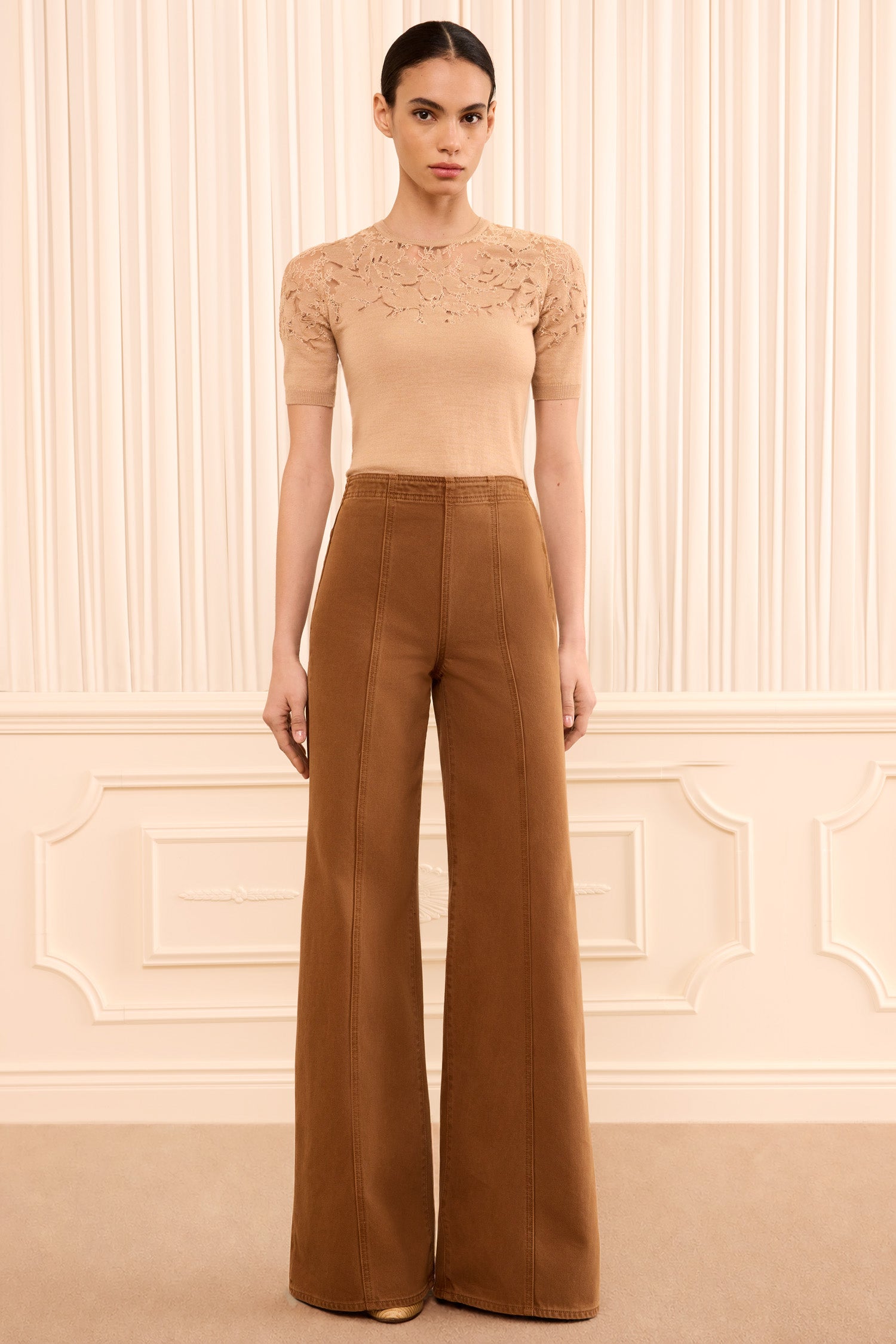 Ulla Johnson The Bianca Wide Leg Seamed Jean - Umber