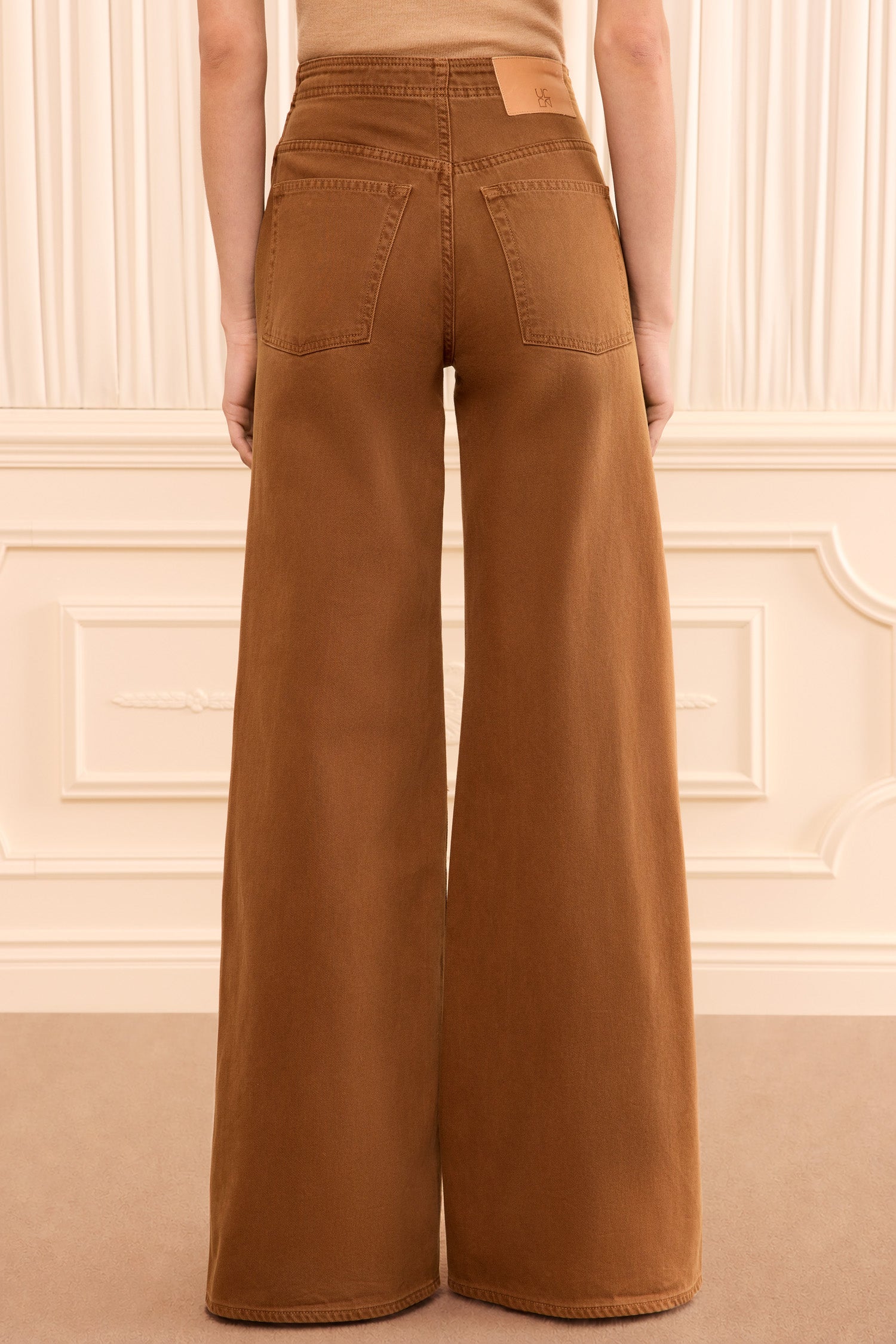 The Bianca Wide Leg Seamed Jean - Umber