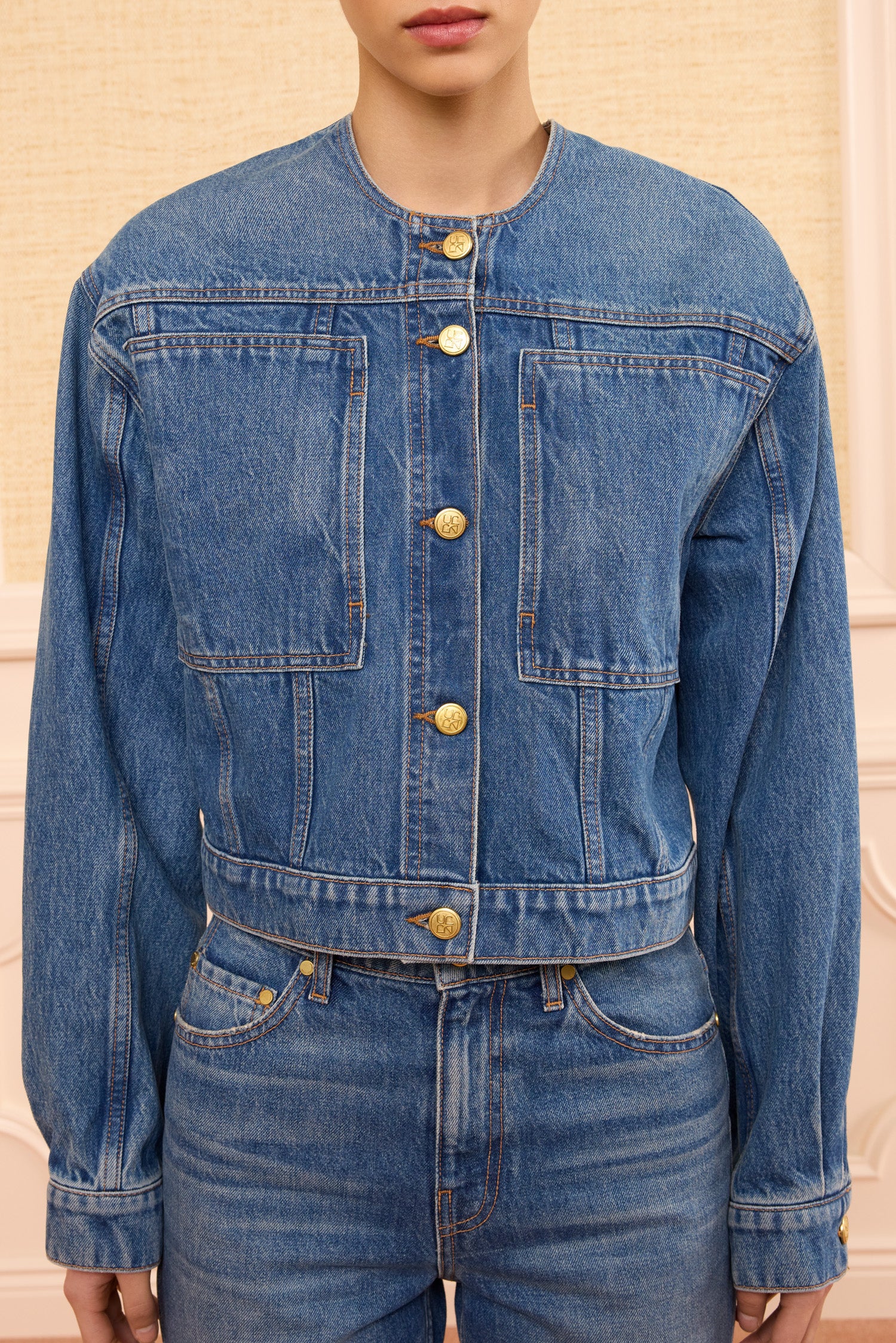 Ulla Johnson The Briar Collarless Denim Jacket - Danube