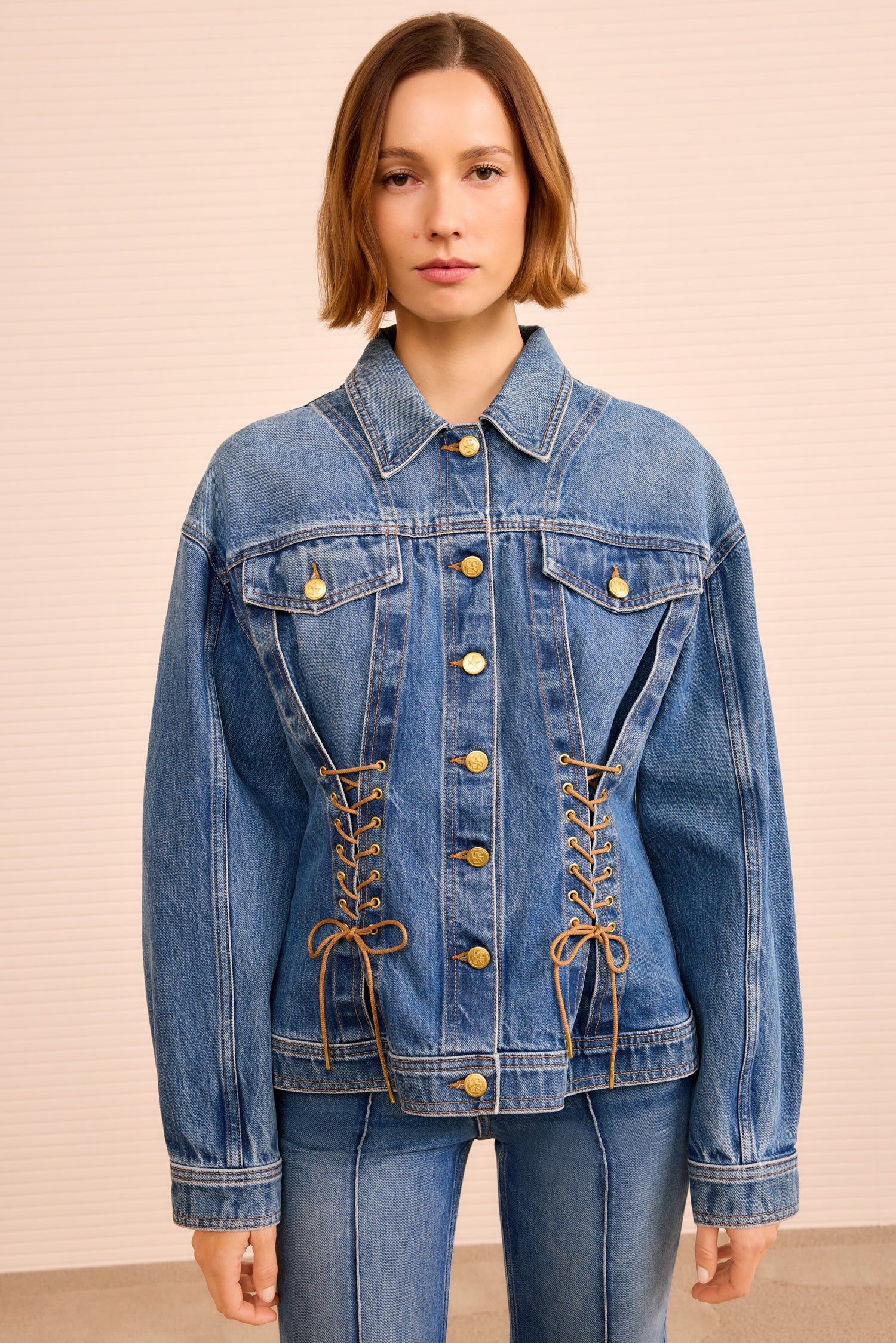 The Naomi Jacket with Lace Up Detail - Danube