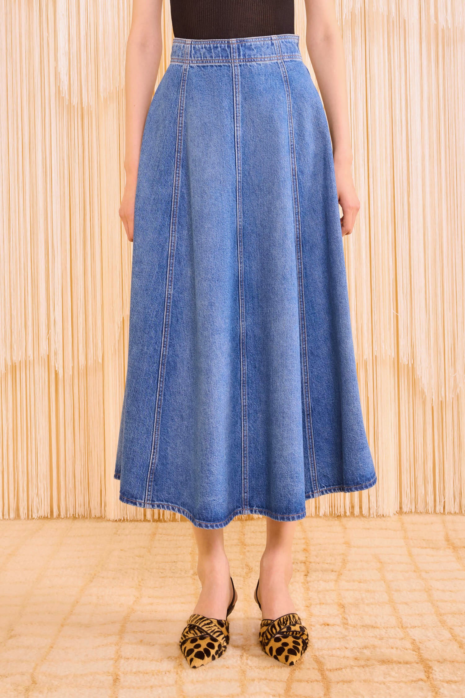 The Uma Midi Denim Skirt - Danube
