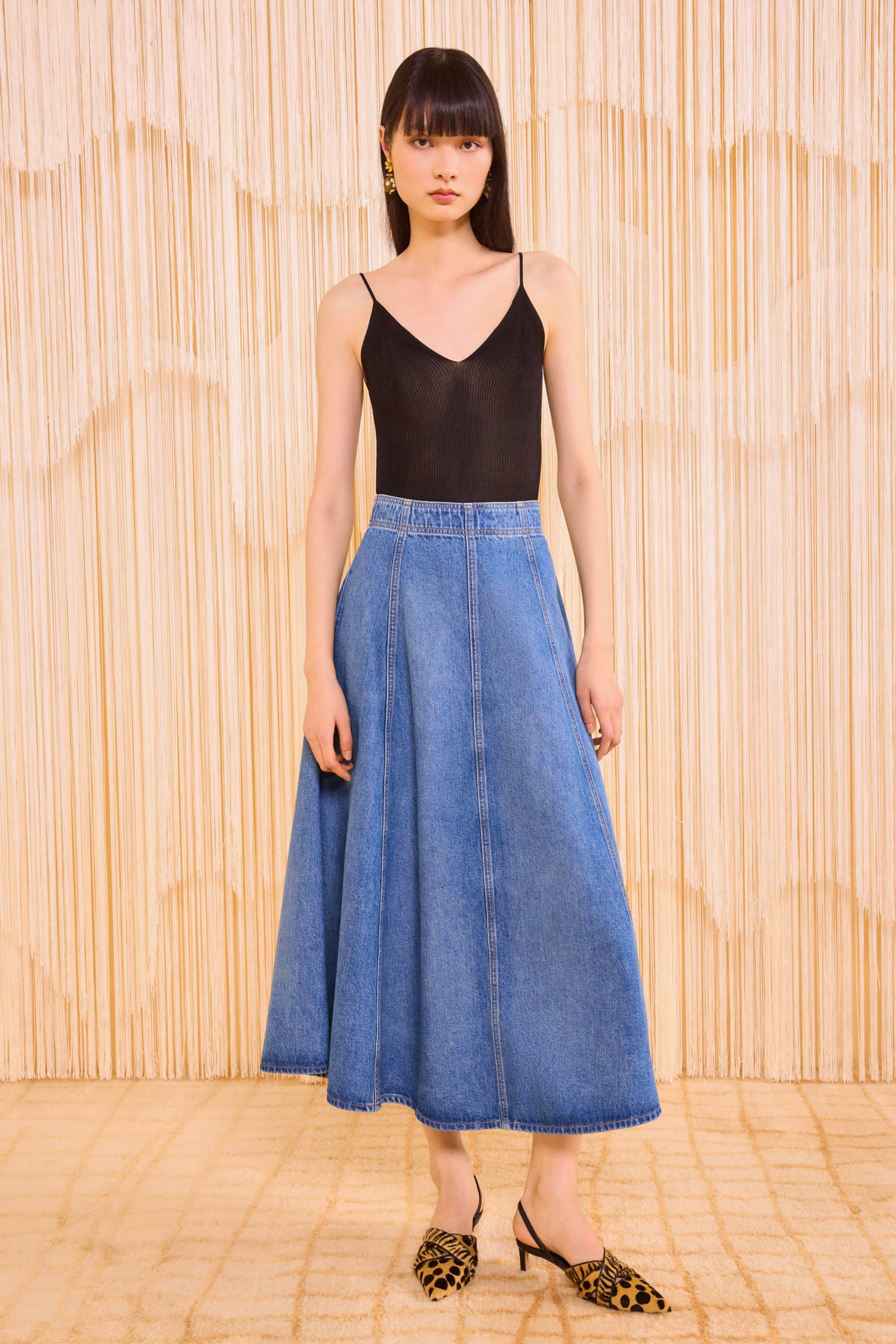 The Uma Midi Denim Skirt - Danube