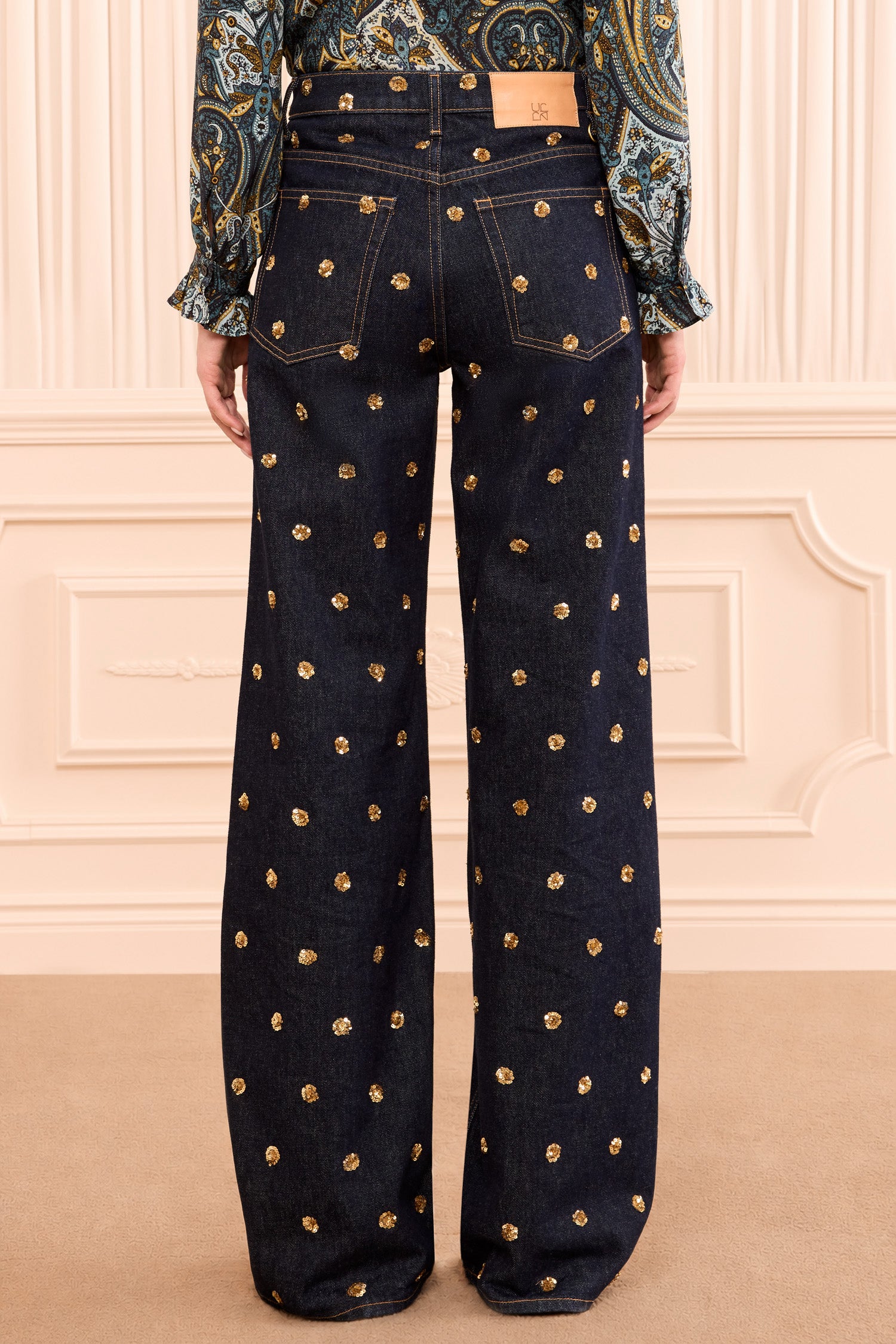 The Willow Embellished Wide Leg Jean - Embellished Tigris