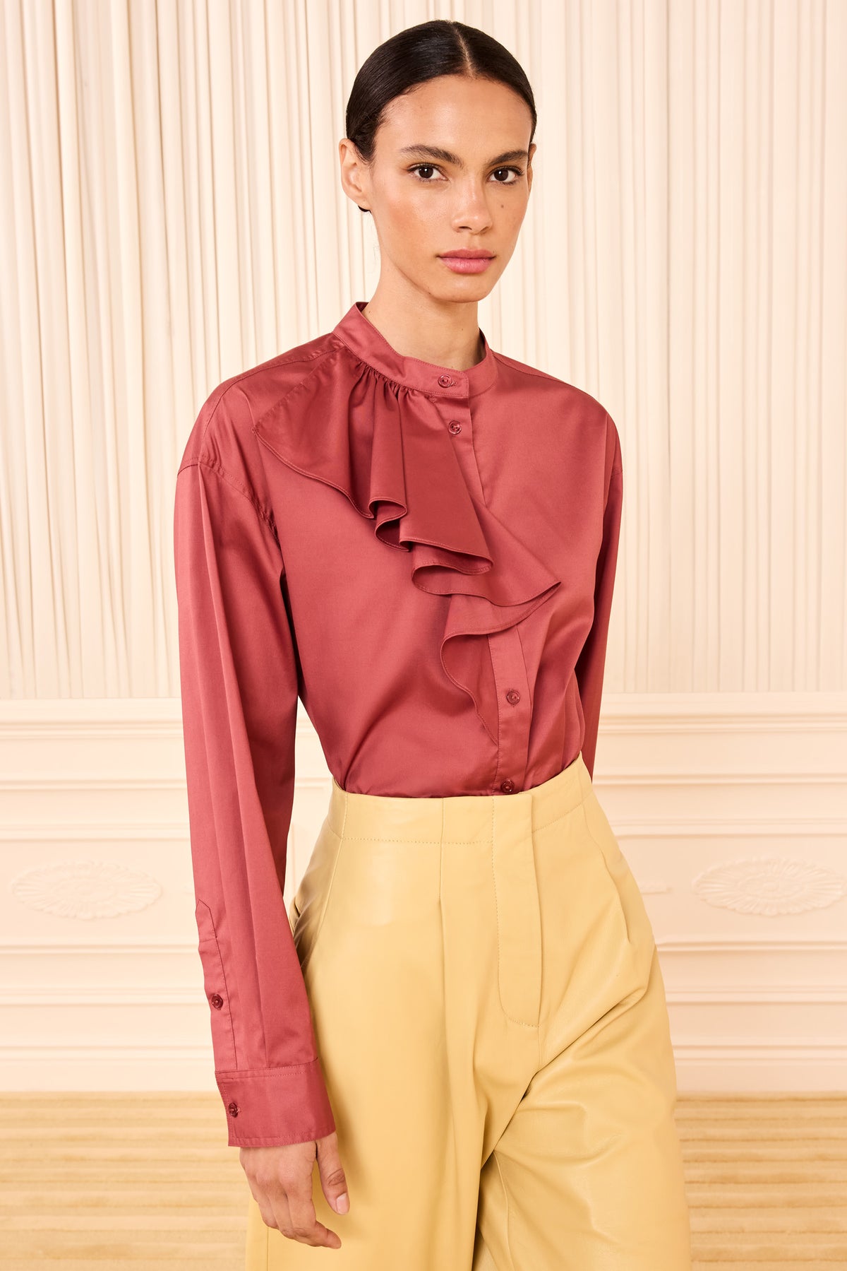 Thea Ruffle Blouse - Mahogany