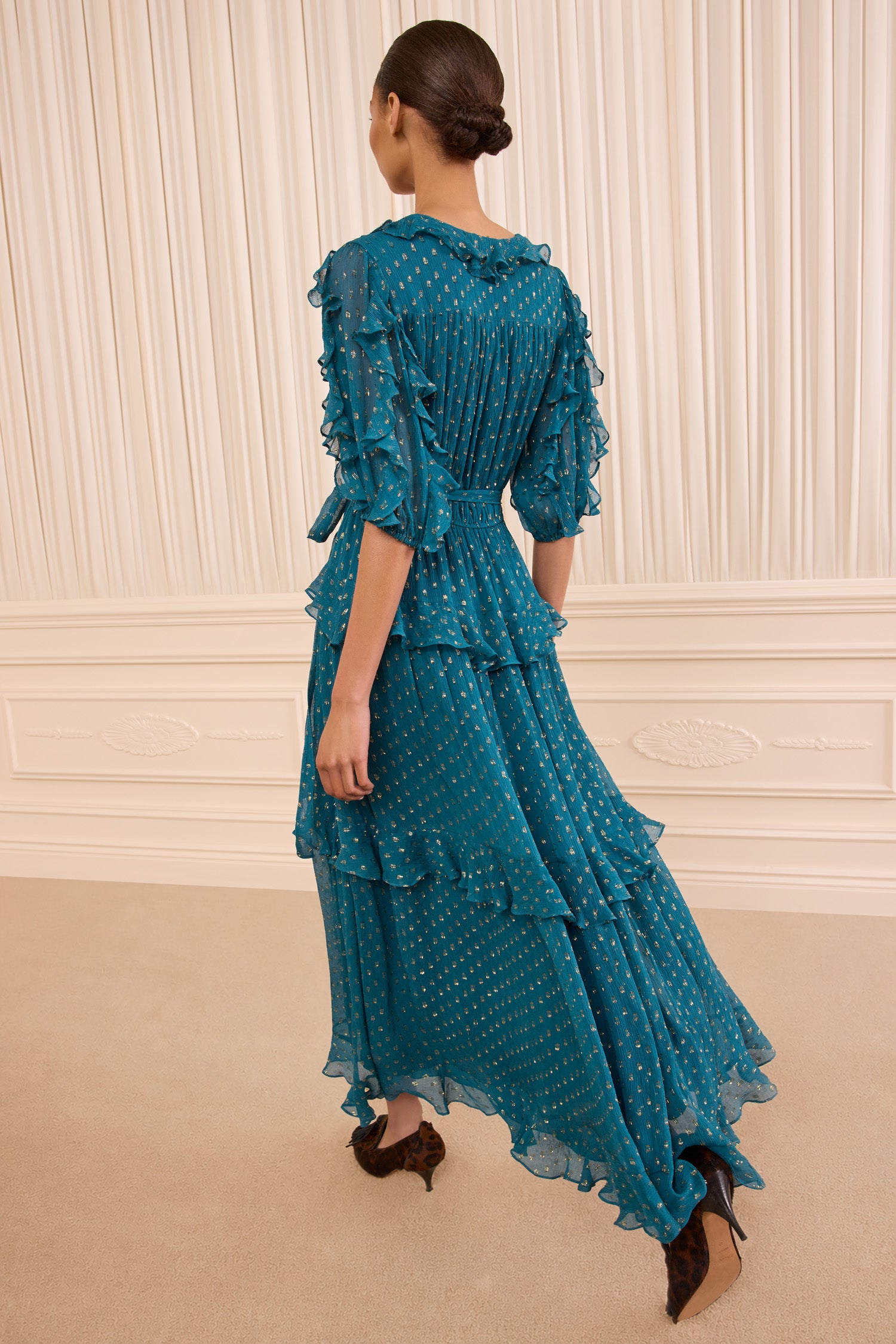 Tida Short Sleeve Silk Dress - Beryl