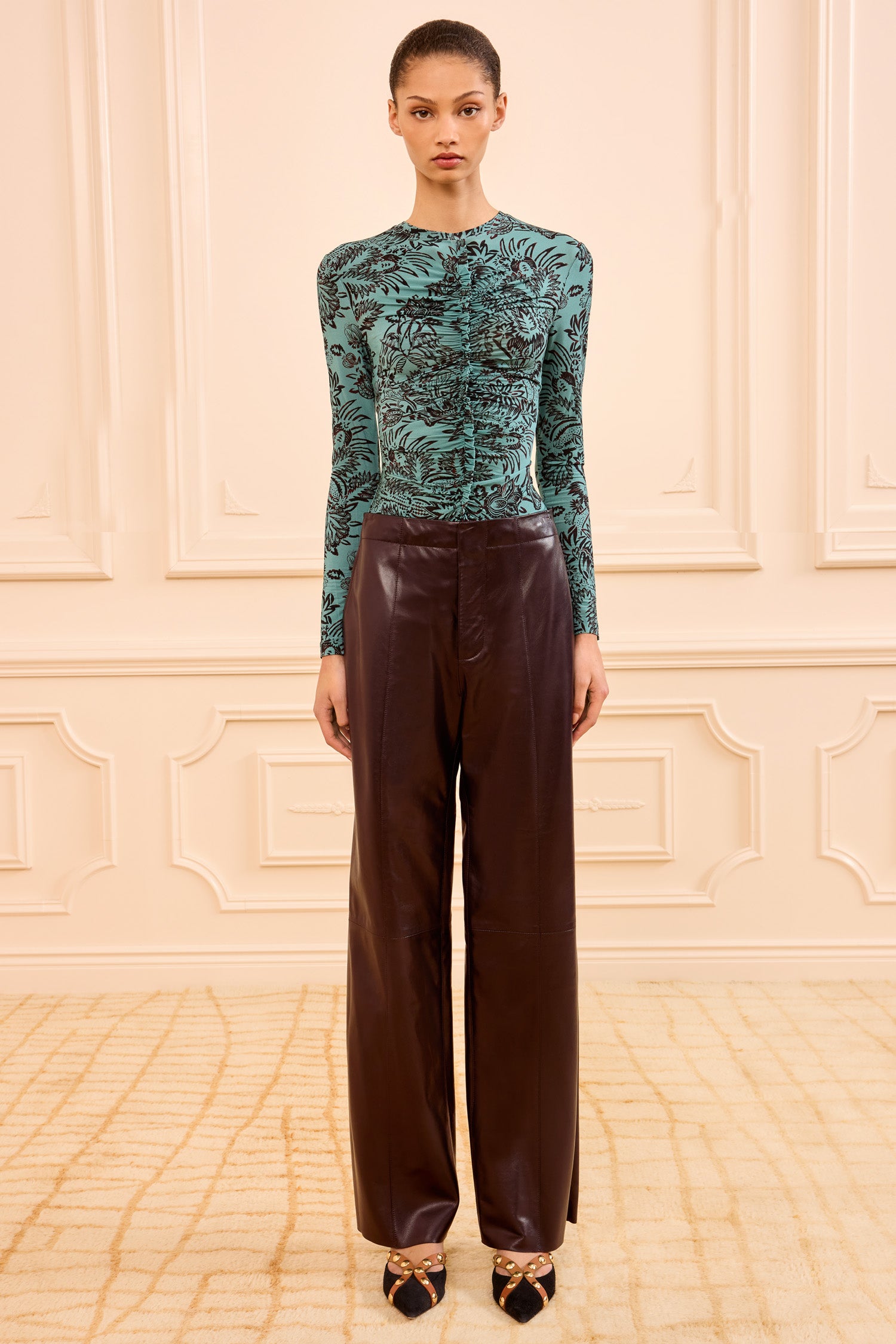 Tullia Leather Trouser - Mahogany