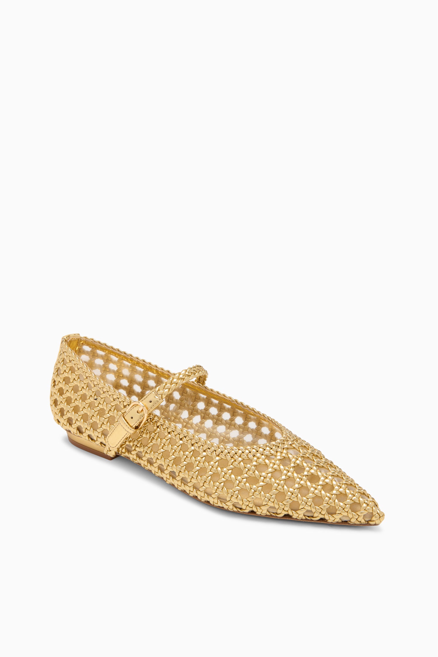 Gold Metallic Gracie Flat - Three Quarter View | Ulla Johnson