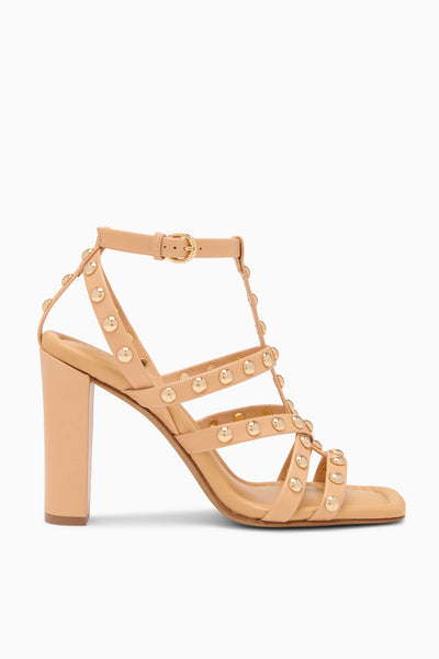 Almond Leather Studded Cage High Heels - Side View | Ulla Johnson