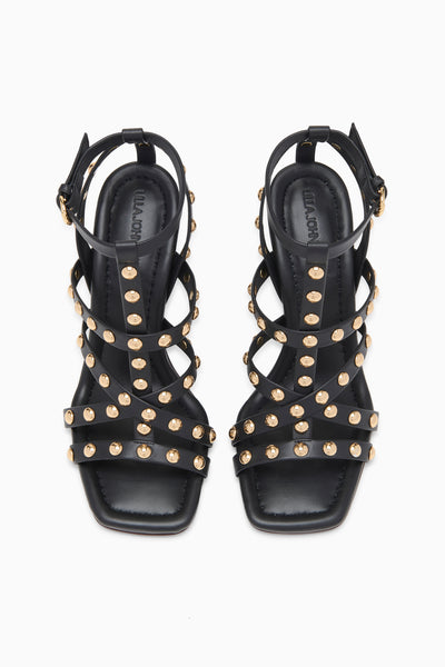 Black Studded High Heel Sandals - Top View Pair | Ulla Johnson