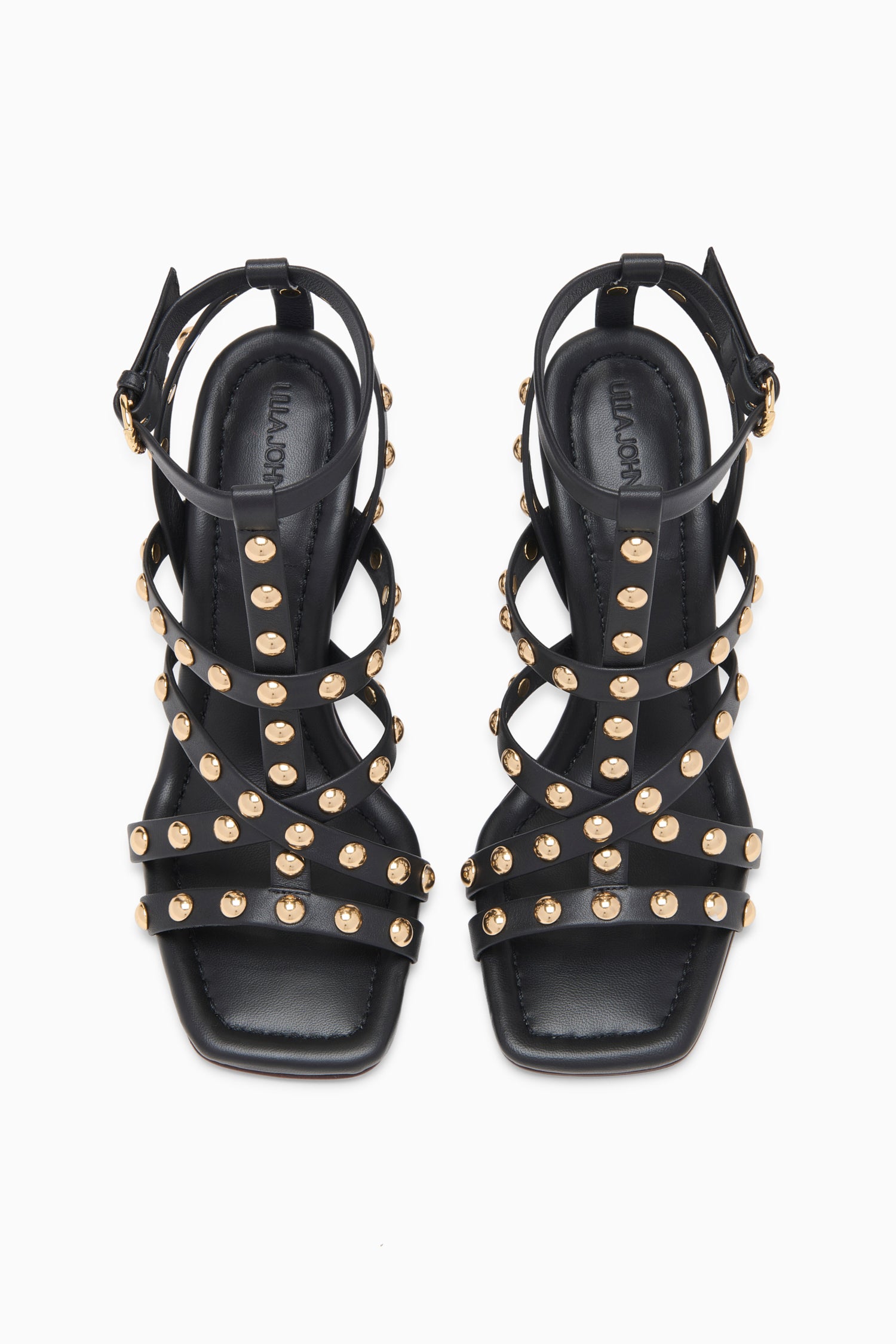 Ulla Johnson Black Studded High Heel Sandals - Top View Pair | Ulla Johnson