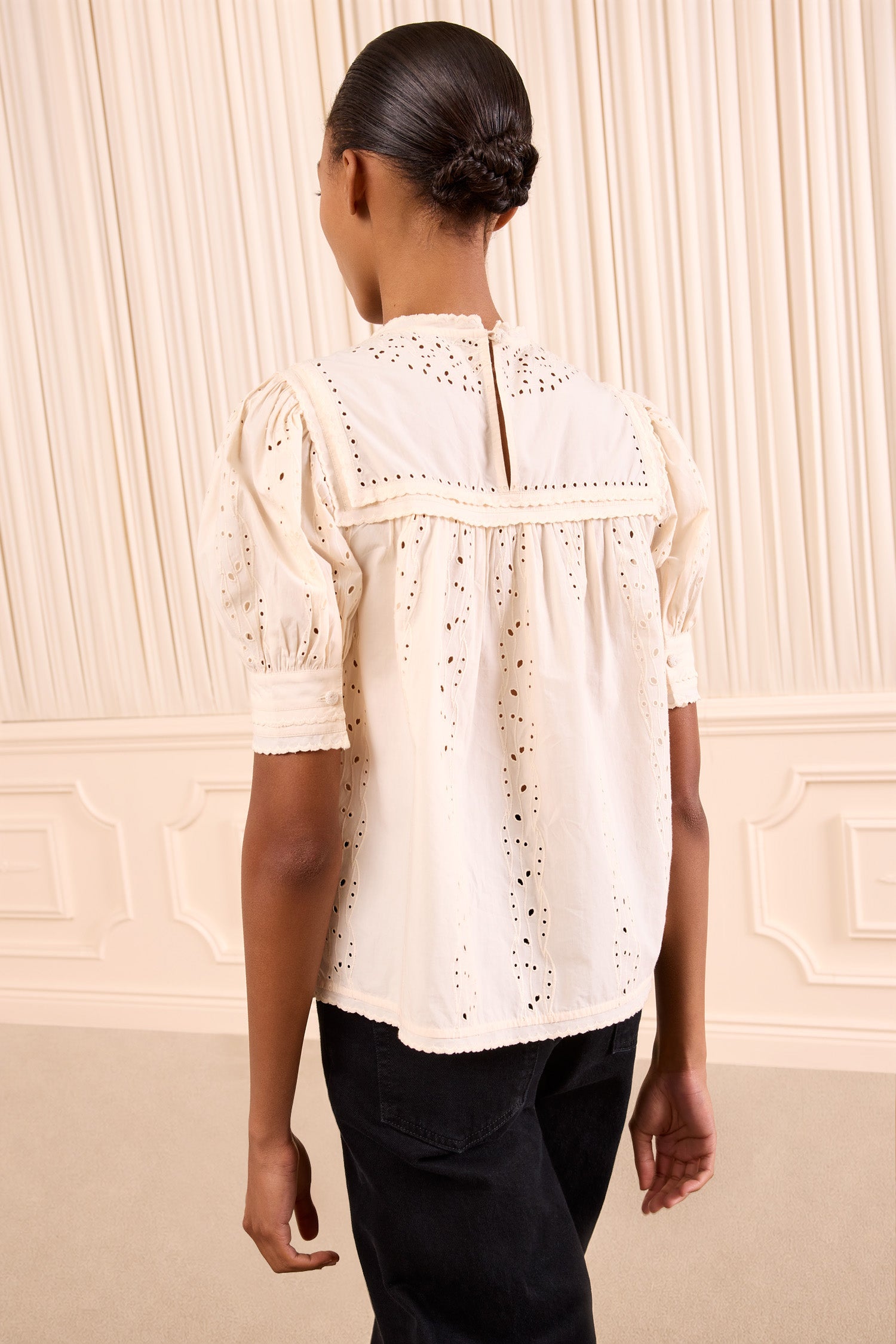 Ulla Johnson Una Short Sleeve Cotton Top - Pearled Ivory