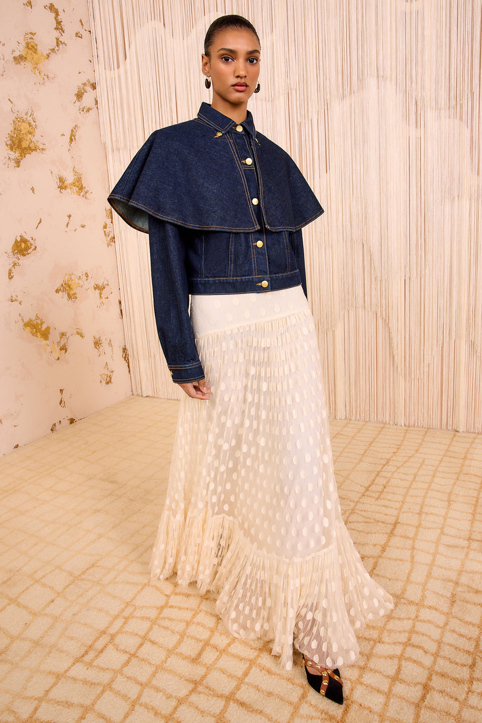 Vera Lace High Waist Maxi Skirt - Pearl