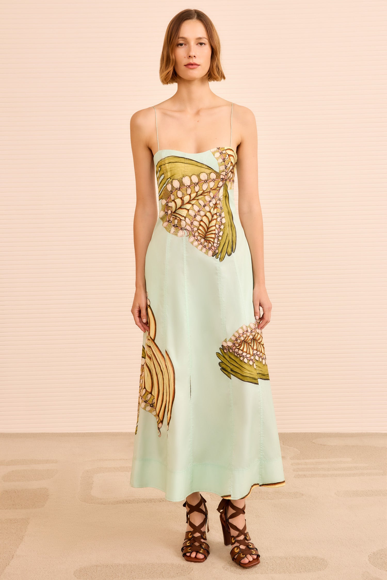 Vesela Cami Midi Dress - Water Blossoms