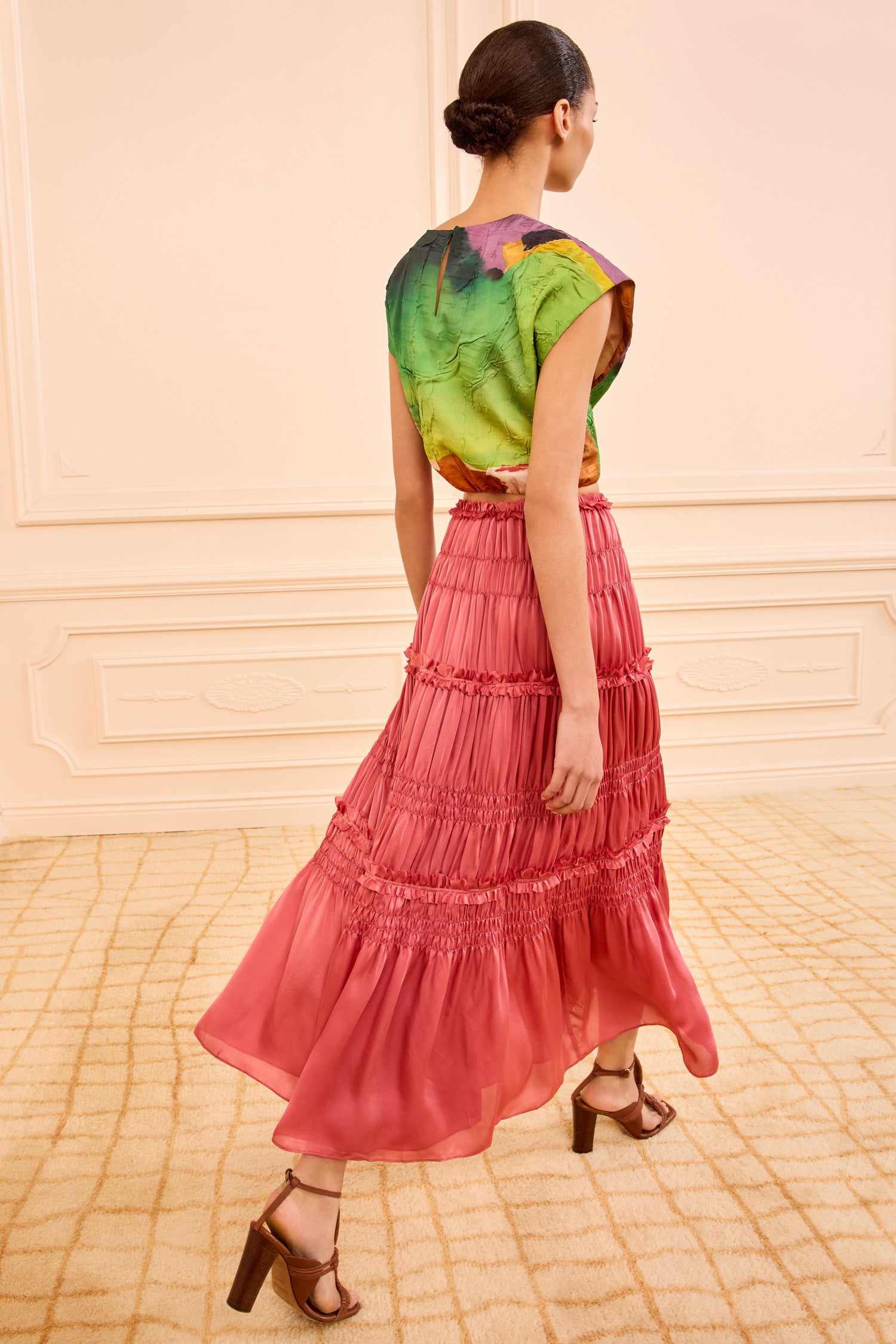 Virginie Silk Skirt - Rosewood