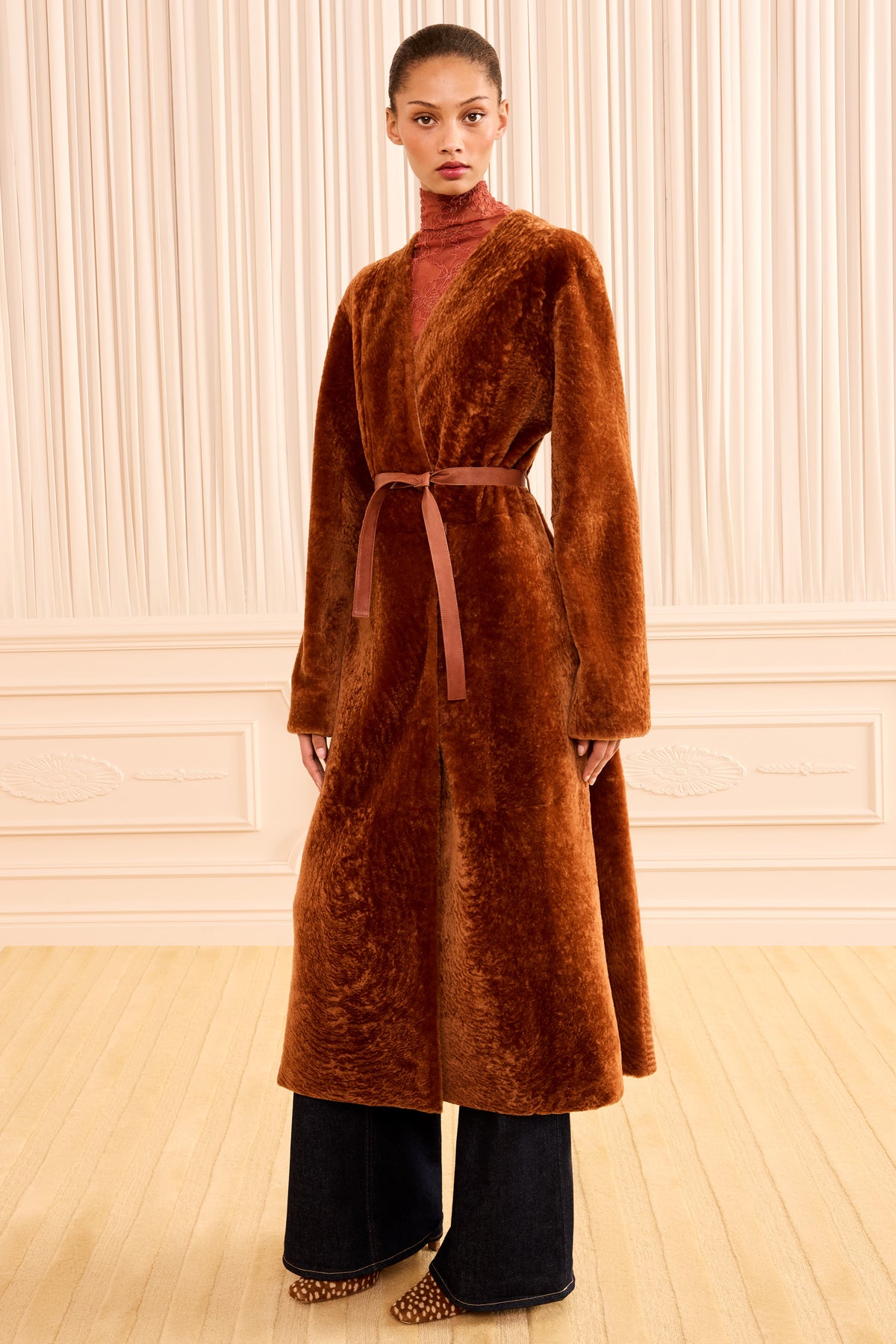 Sienna Lamb Shearling Coat - Full Length Front, Designer Maxi Coat | Ulla Johnson