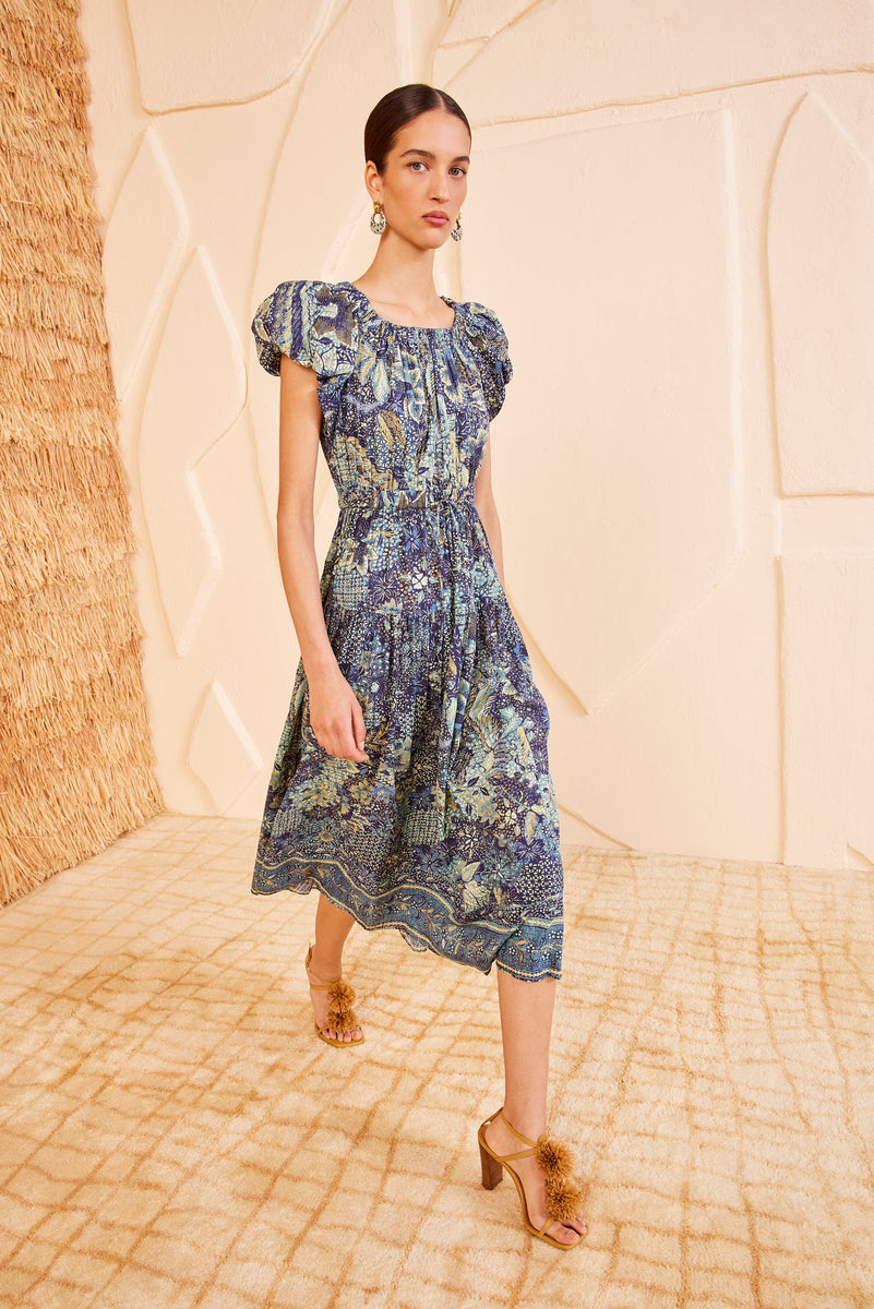 Lisbet Dress - Lotus Jewel-Tone Green Satin Midi Dress