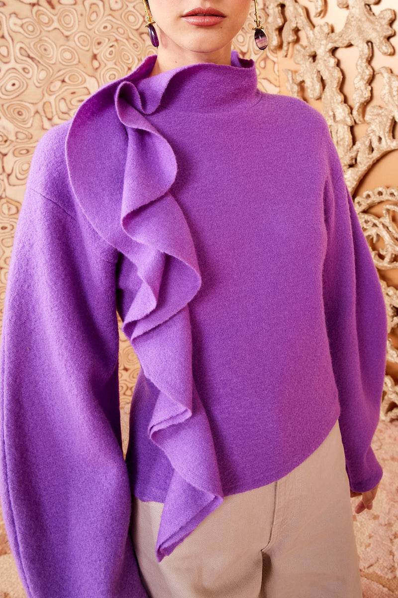 Corinna Pullover Orchid Purple Wool Ruffle Sweater Ulla Johnson
