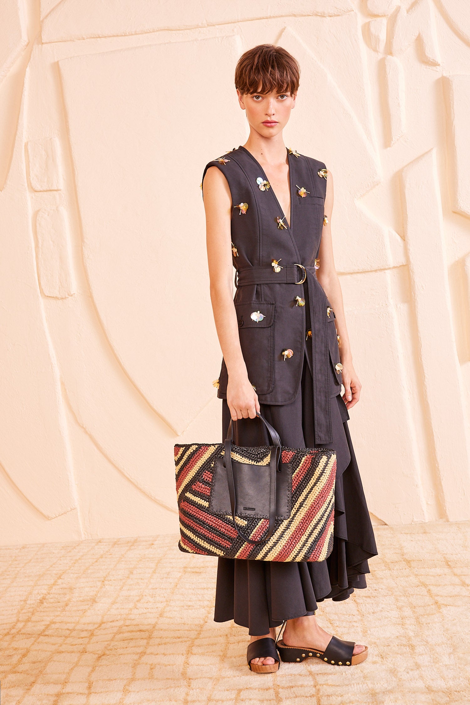 Ulla Johnson Lali Large Raffia Tote - Canyon Stripe