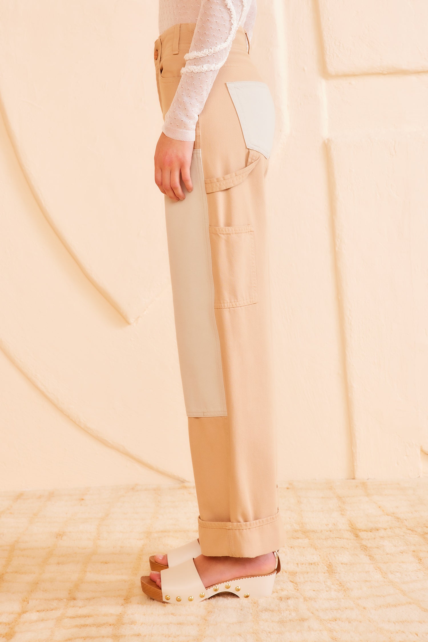 Ulla Johnson The Olympia Jean - Limestone Patchwork