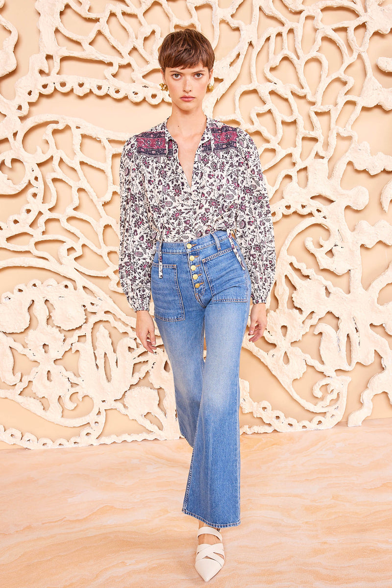 Tillie Blouse - Cosmos Pink Cotton Floral Printed Long