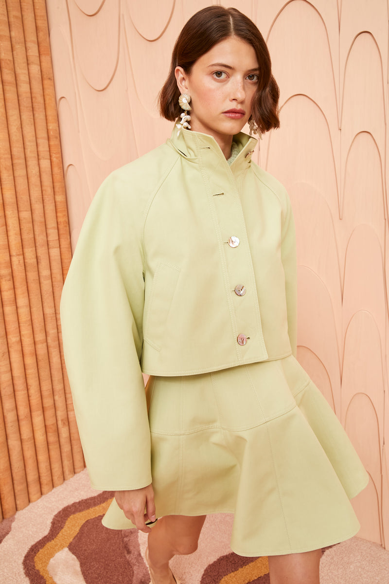 Yves Jacket Pistachio Colorblock Oversized Green Cropped Jacket