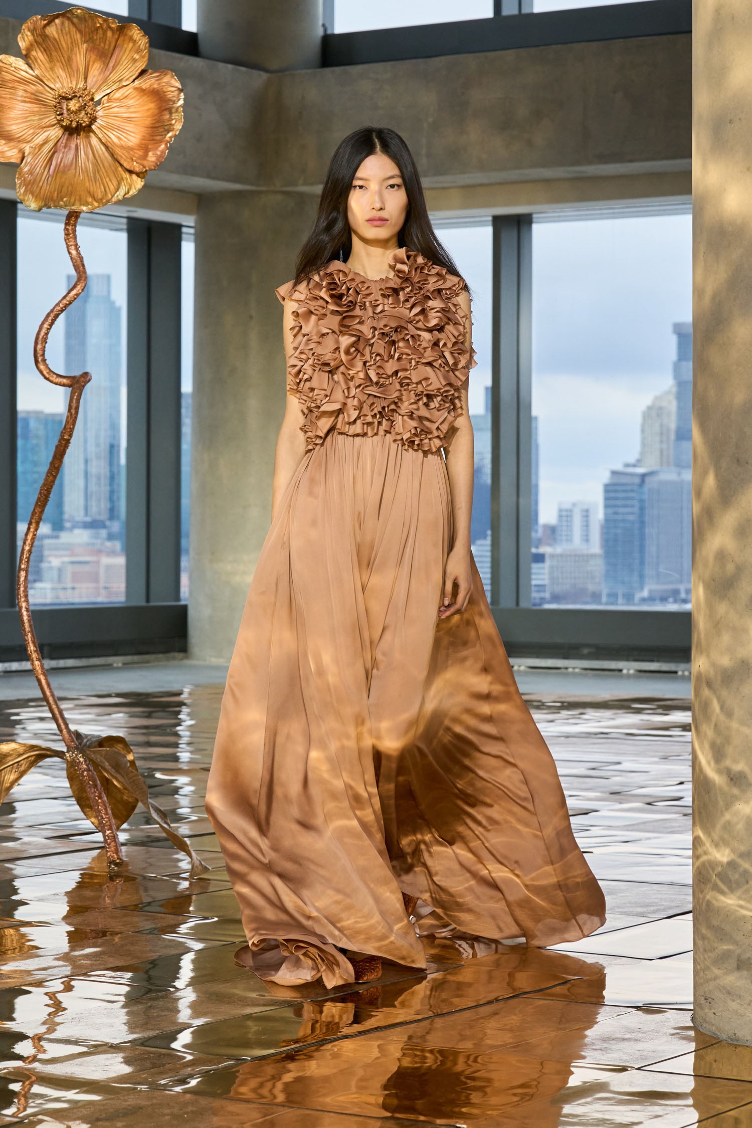 Byzantine Silk Backless Gown - Desert Rose