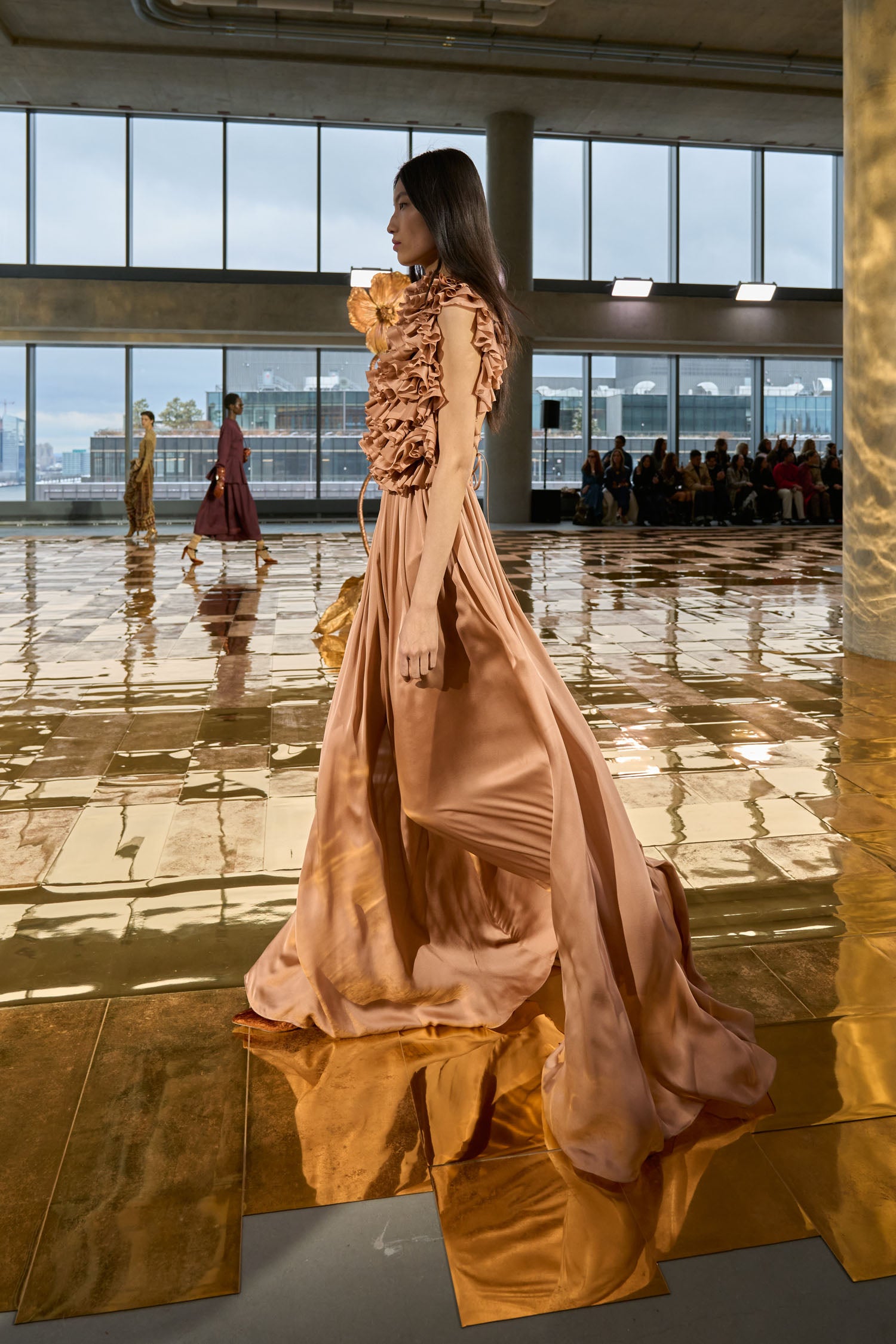 Byzantine Silk Backless Gown - Desert Rose