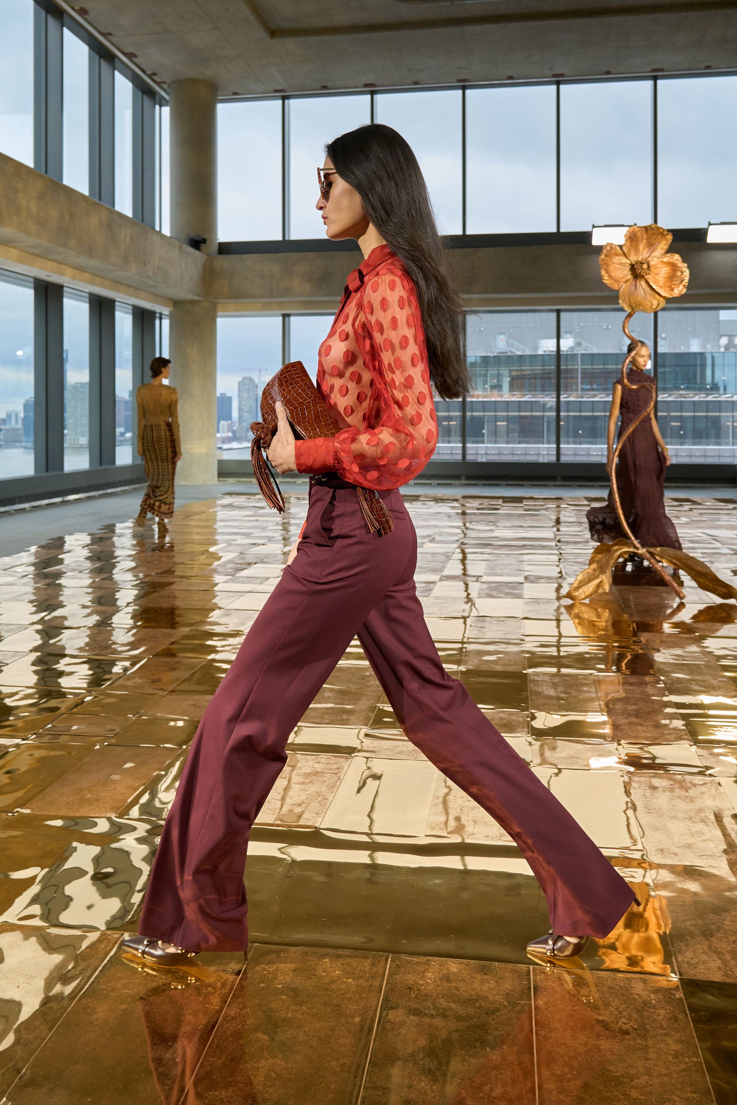 Paloma Chestnut Croc-Embossed Tassel Bag - AW25 Runway Look 54, Side Profile | Ulla Johnson