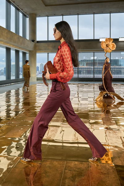 Paloma Chestnut Croc-Embossed Tassel Bag - AW25 Runway Look 54, Side Profile | Ulla Johnson