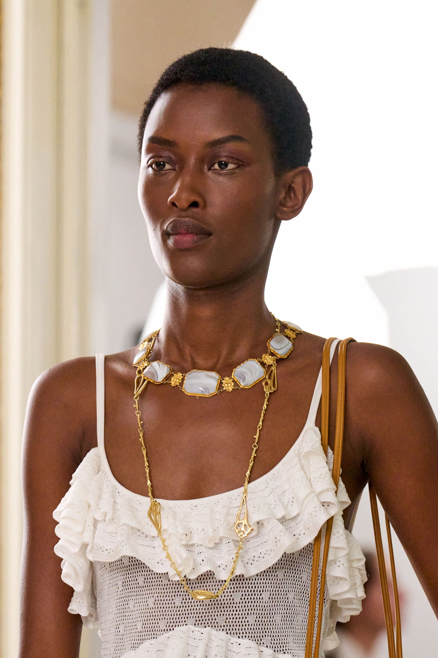 Shell Charm Long Necklace - Brass