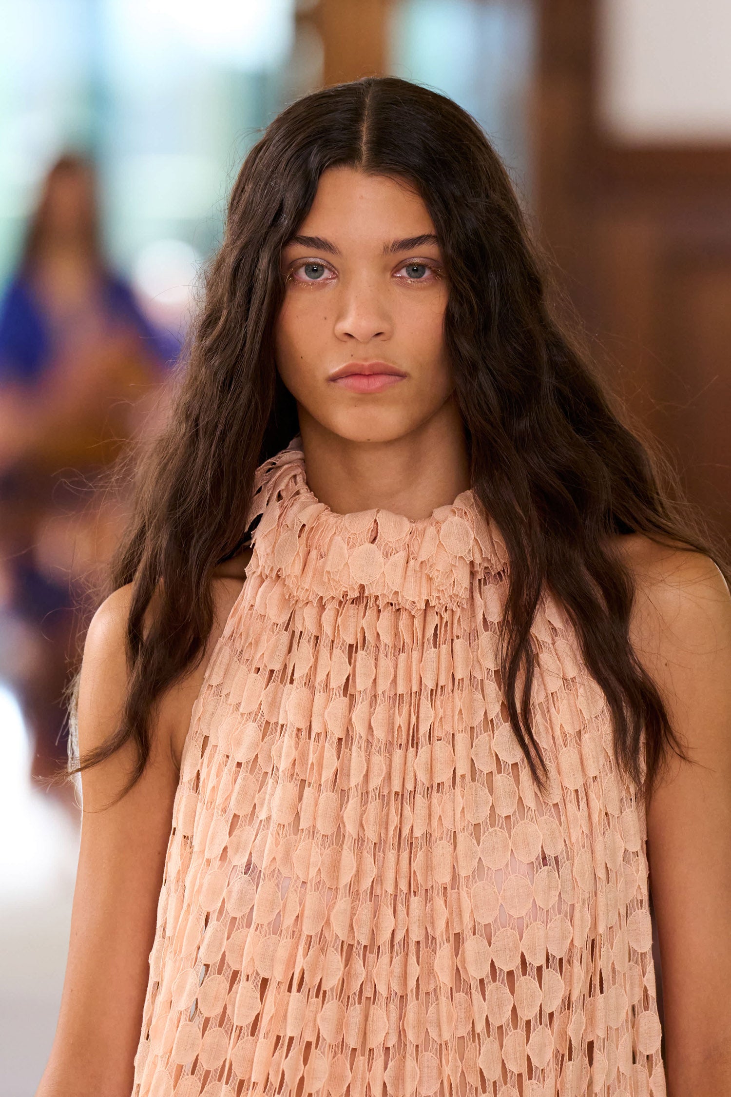 Anouk Lace High Neck Gown - Blush