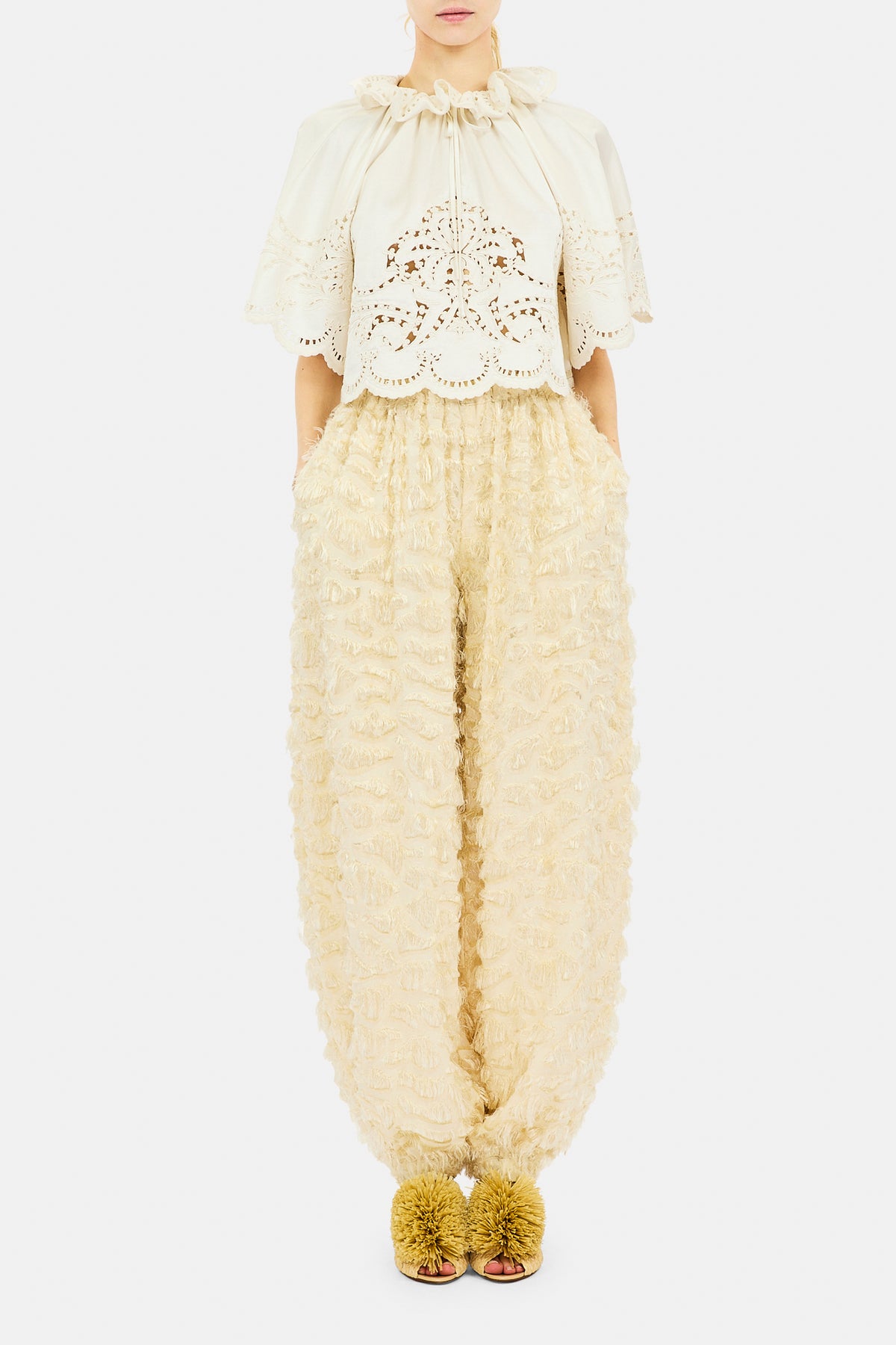 ⁣⁢Elvira Hose mit Taillengürtel – Eierschale⁤⁣