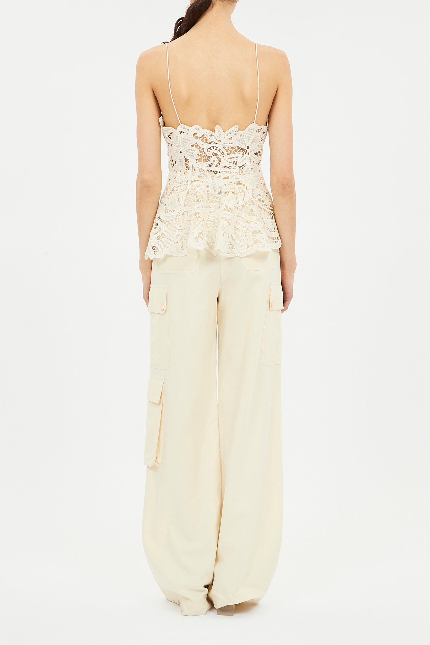 Lotta Top - Pristine Linen Tank Top with Lace - Ulla Johnson