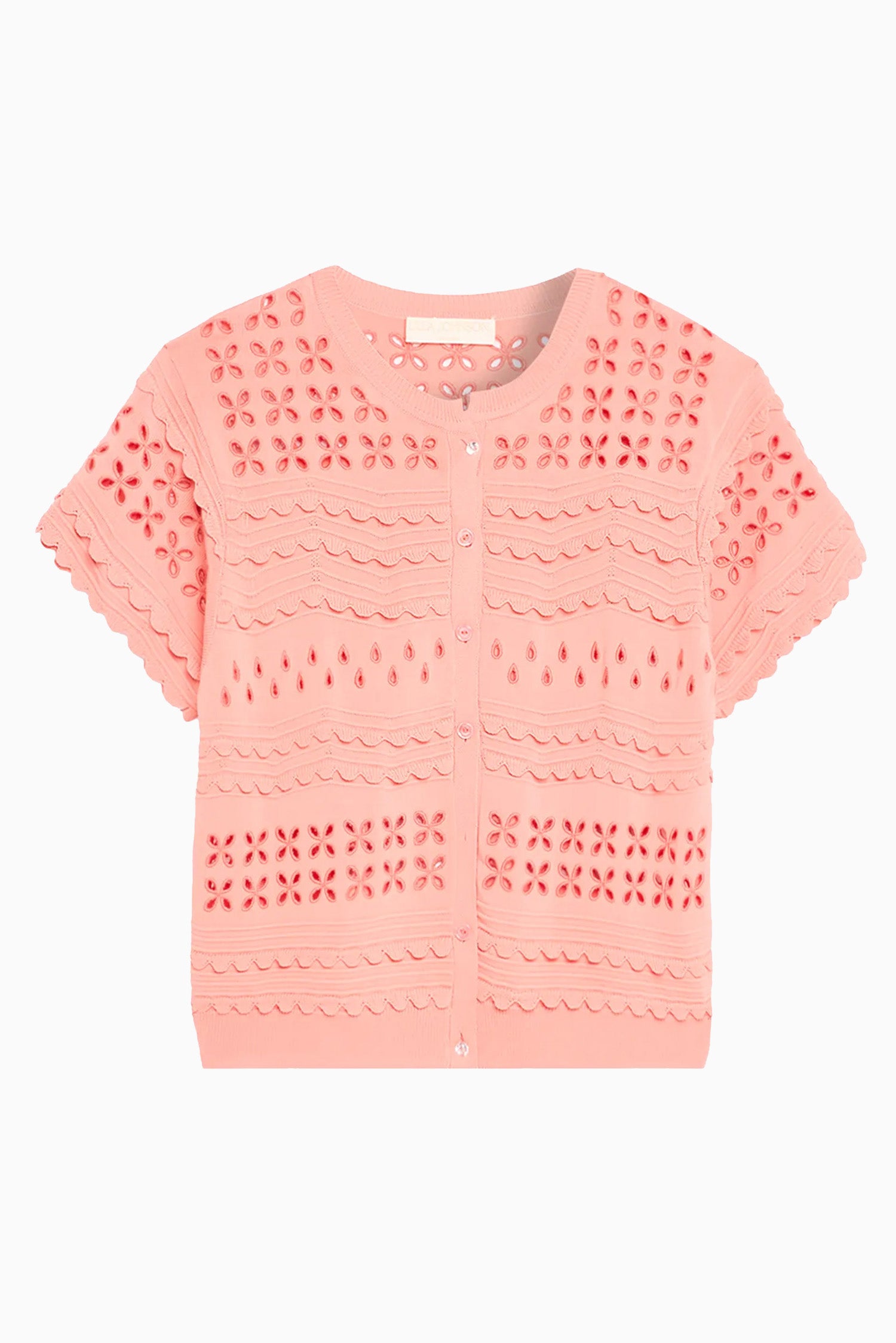 Abriana Eyelet Knit Cardigan - Coral Peony - Ulla Johnson