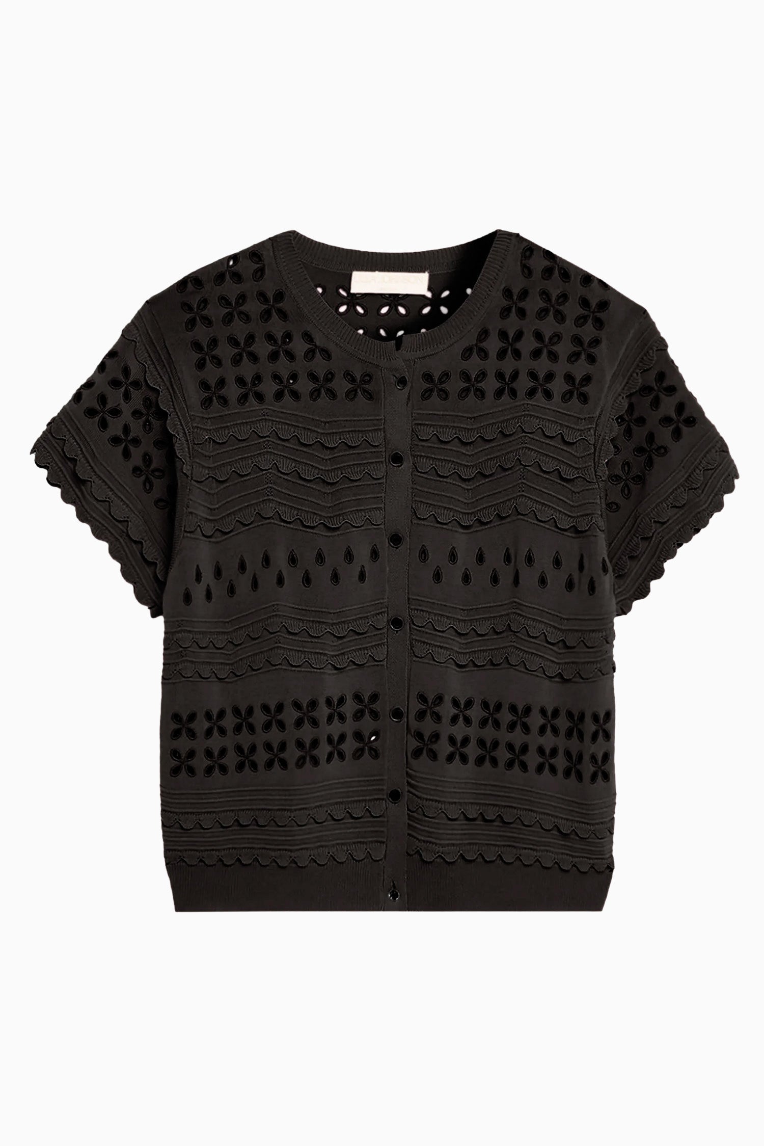 Abriana Eyelet Knit Cardigan - Noir