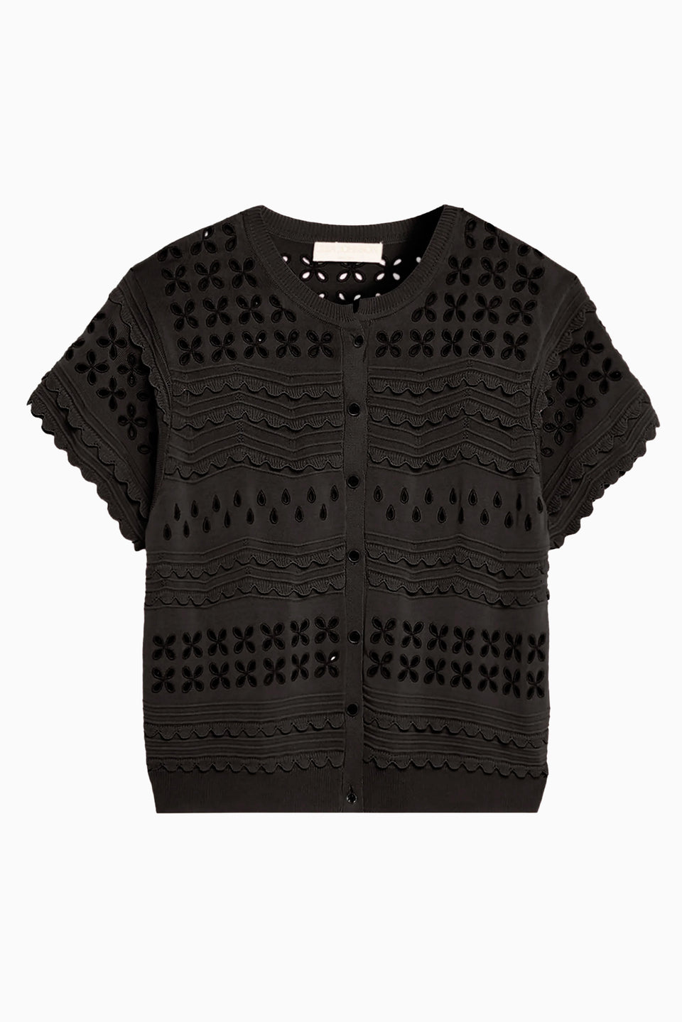 Abriana Eyelet Knit Cardigan - Noir