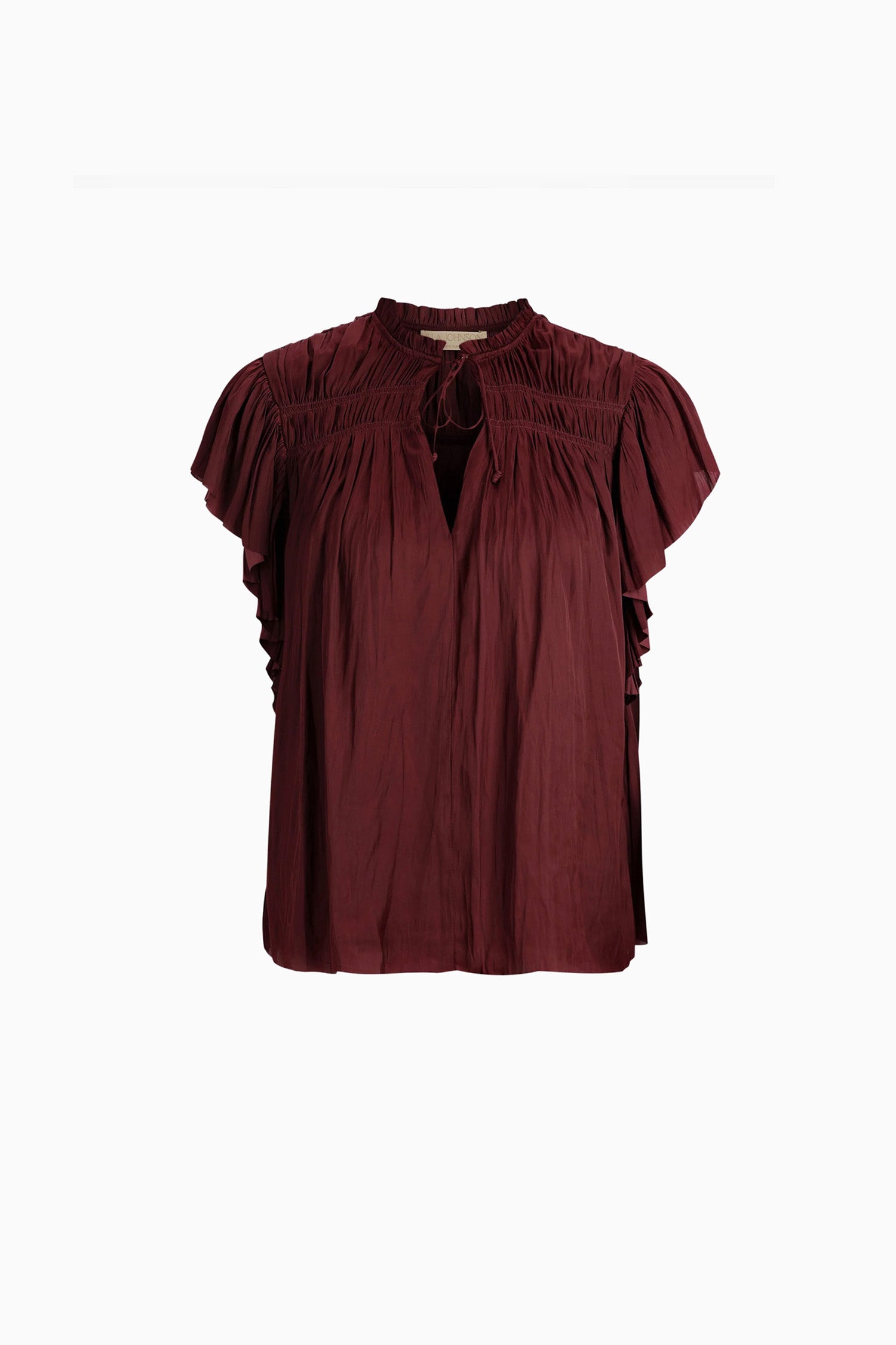 Agosta Flutter Sleeve Top Claret