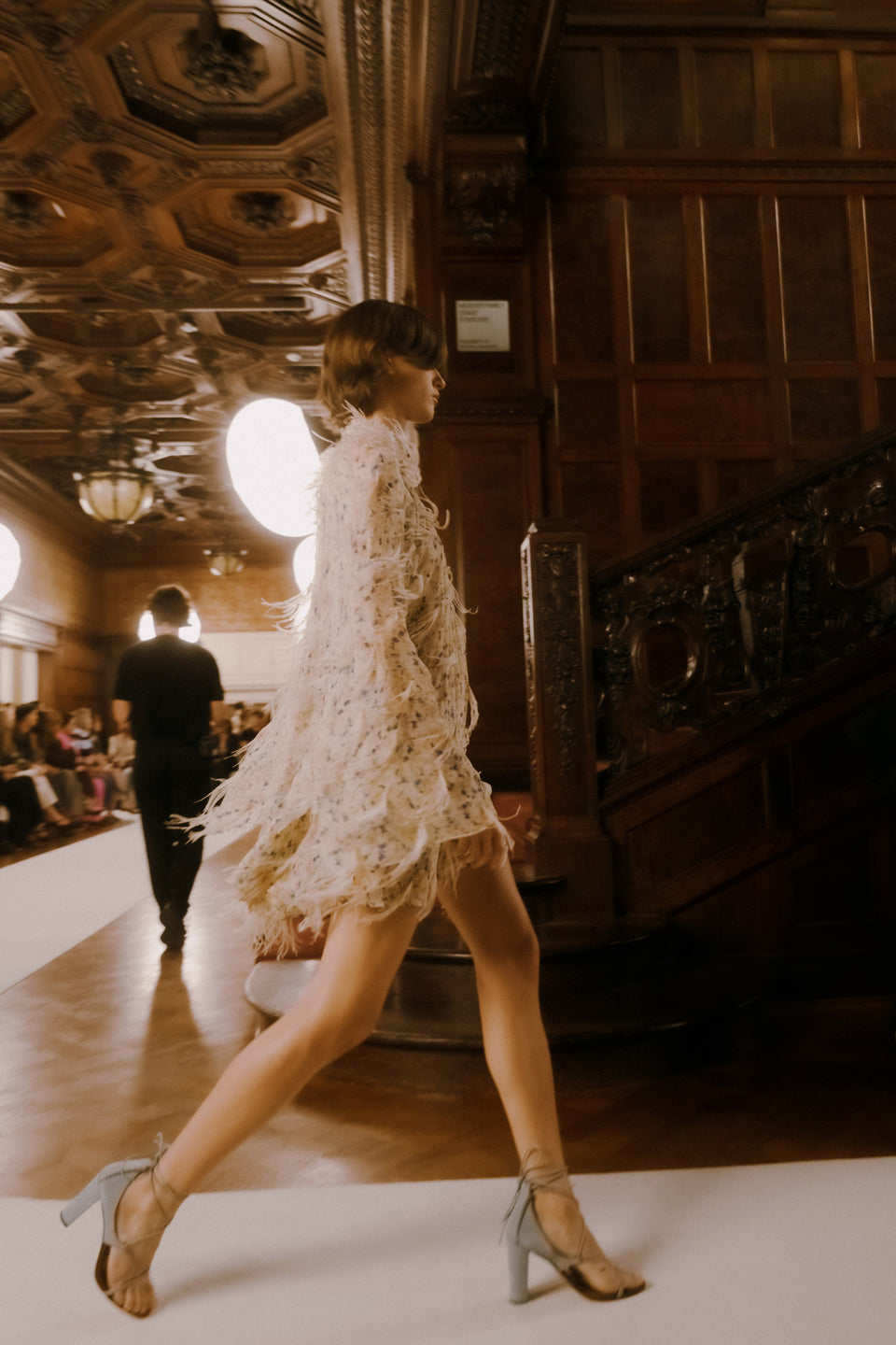 Miriam Dress with Feather Embroidery - Daffodil