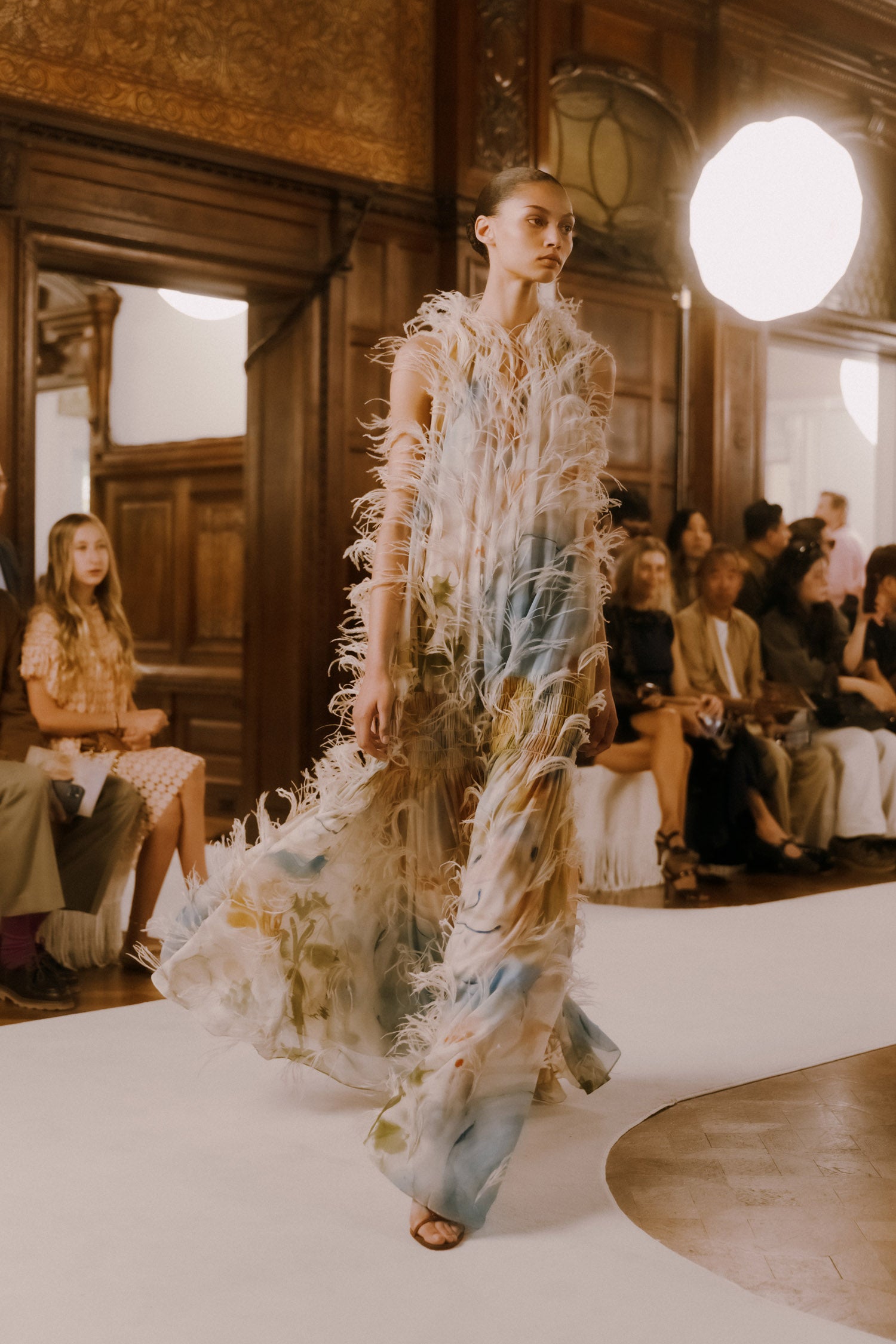 Gossamer Gown with Feather Embroidery - Western Dream