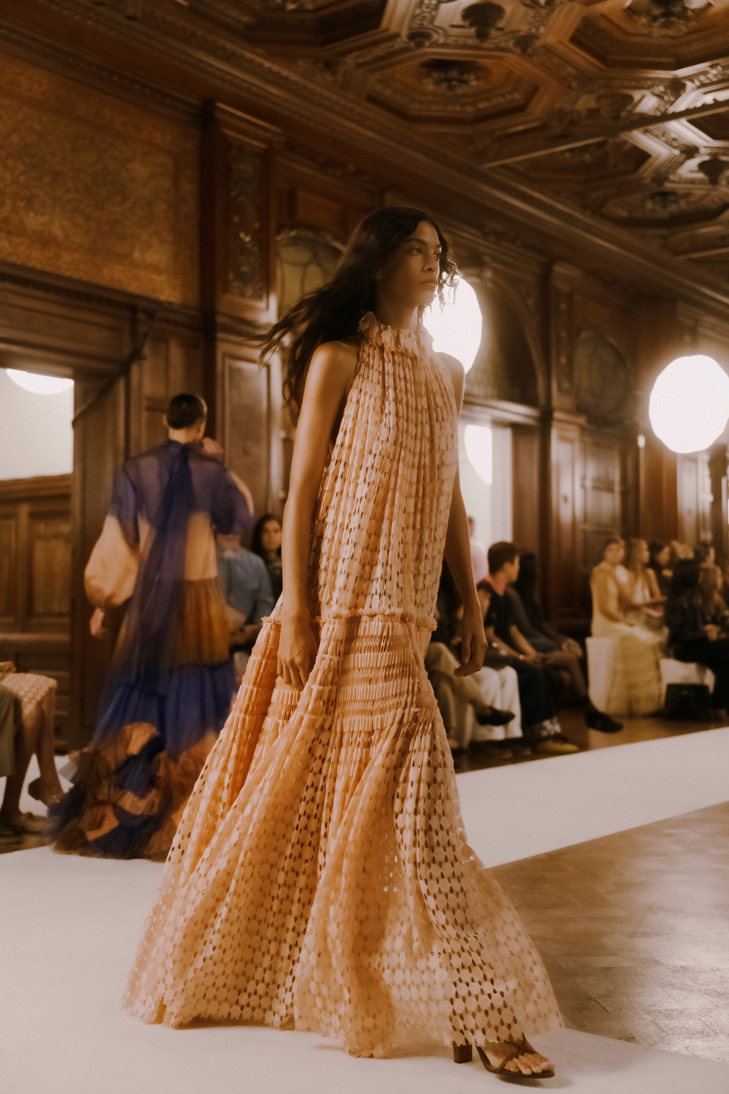 Anouk Lace High Neck Gown - Blush