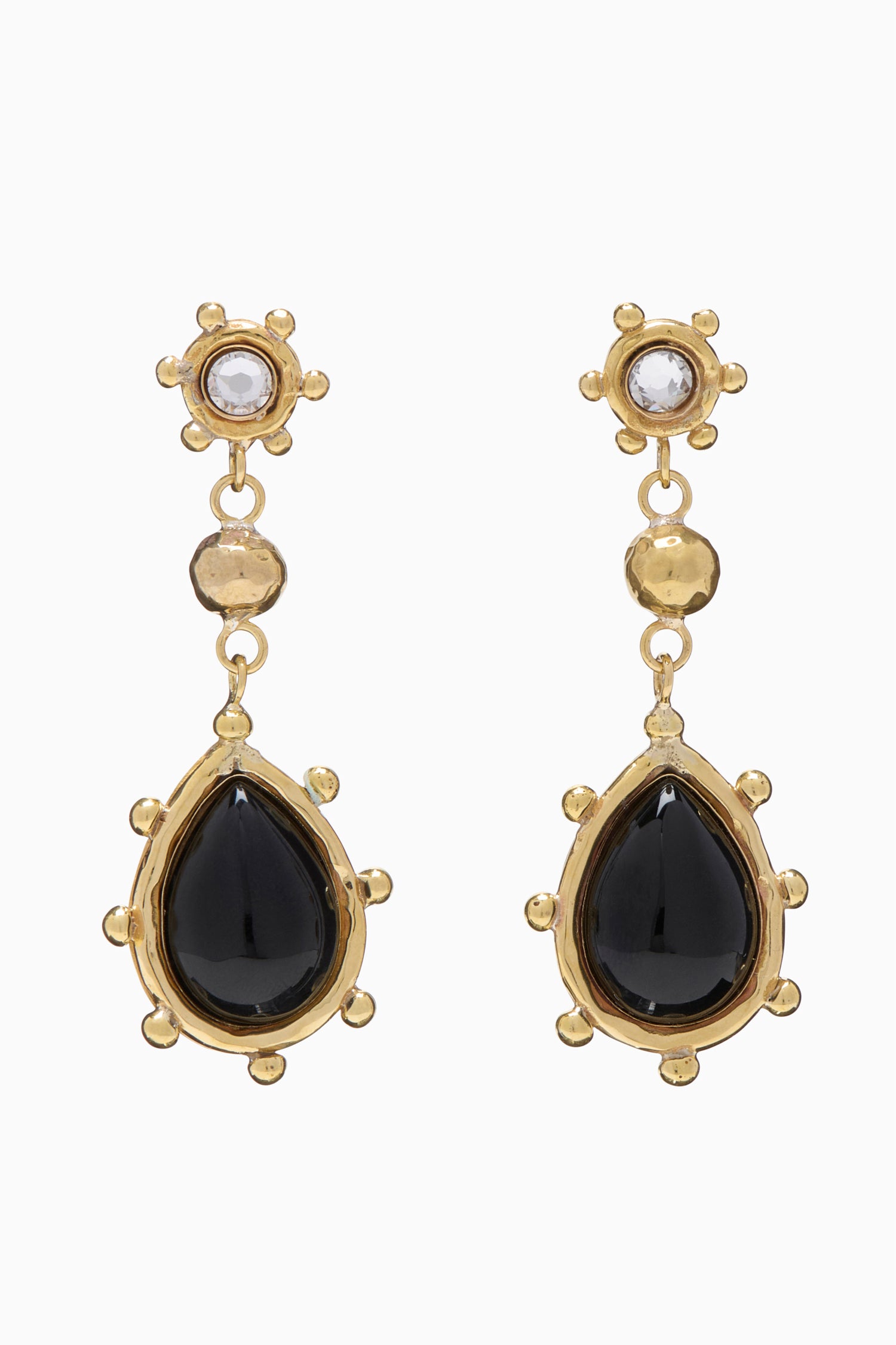Kaja Mix Texture Stone Drop Earring - Black Onyx