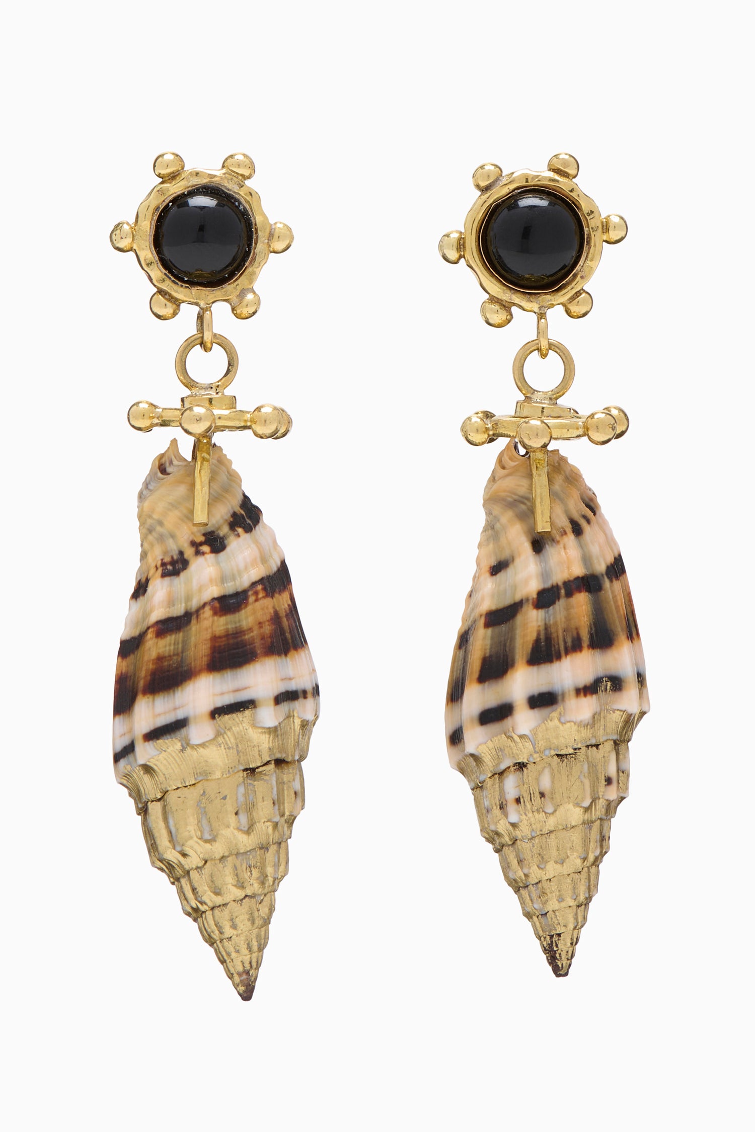 Leiro Black Onyx Gold Dipped Shell Dro Black Onyx Seashell